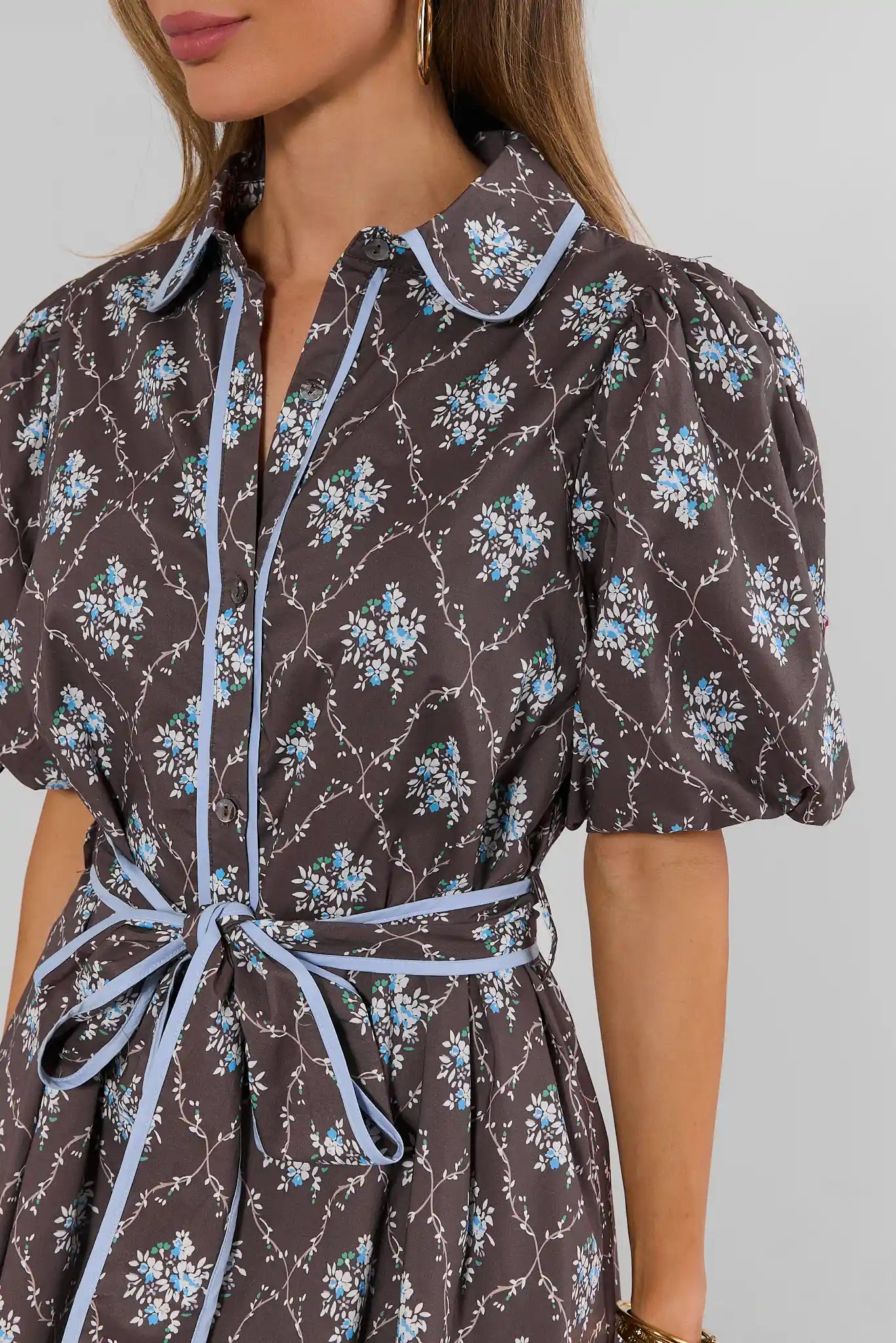 Regan Brown Floral Print Short Dress