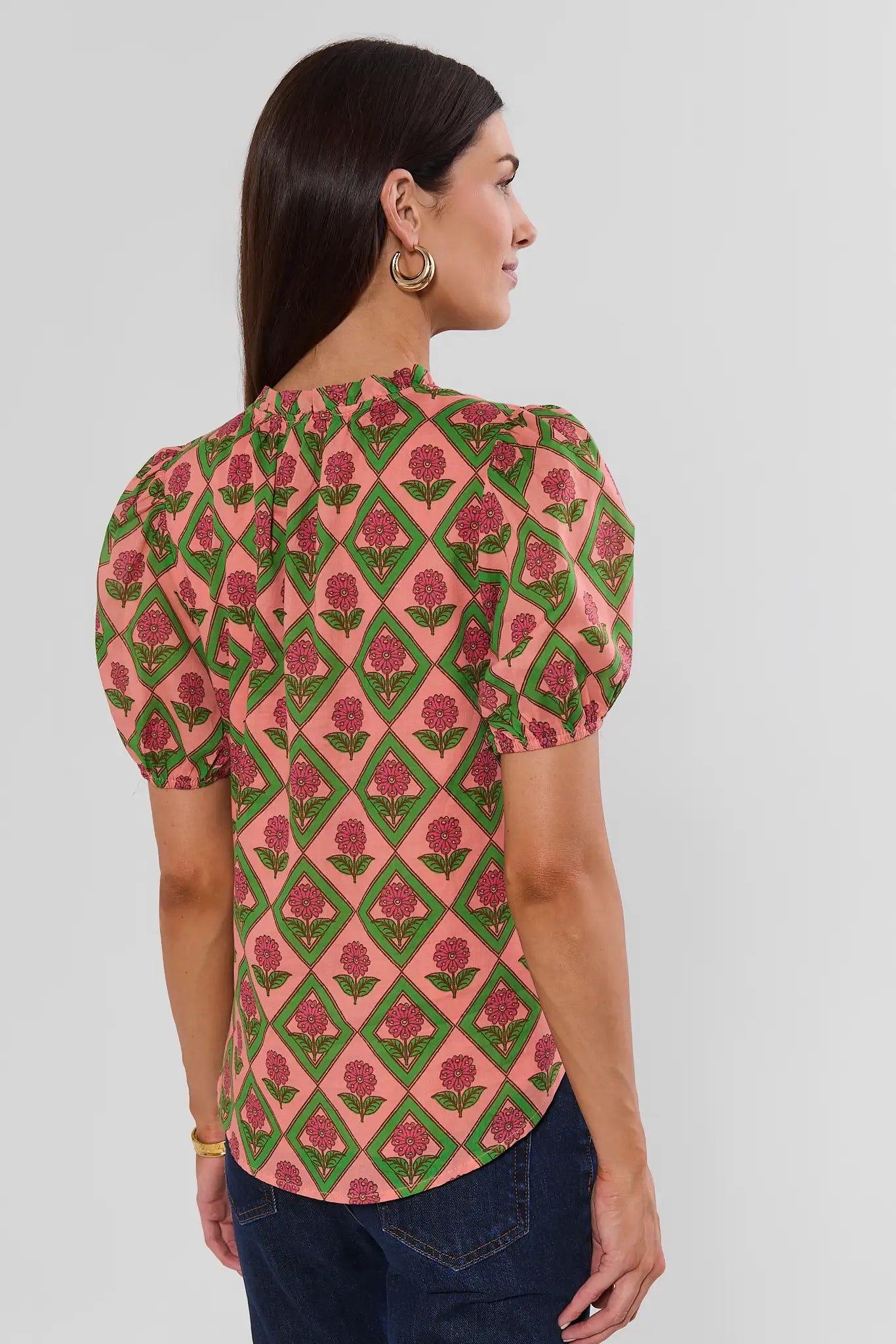 Maleigh Coral Floral Print Top