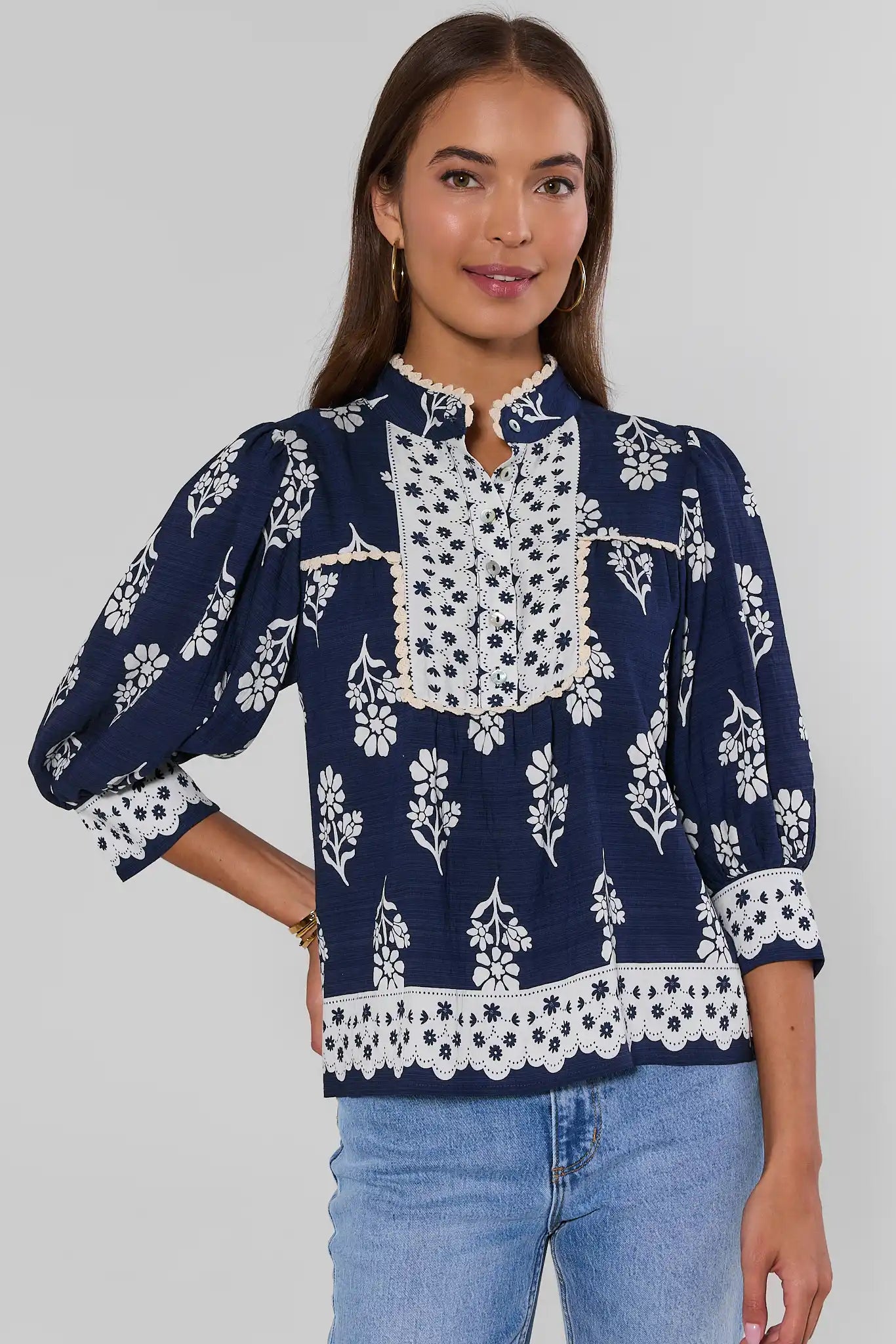 Collier Navy Printed Top by THML
