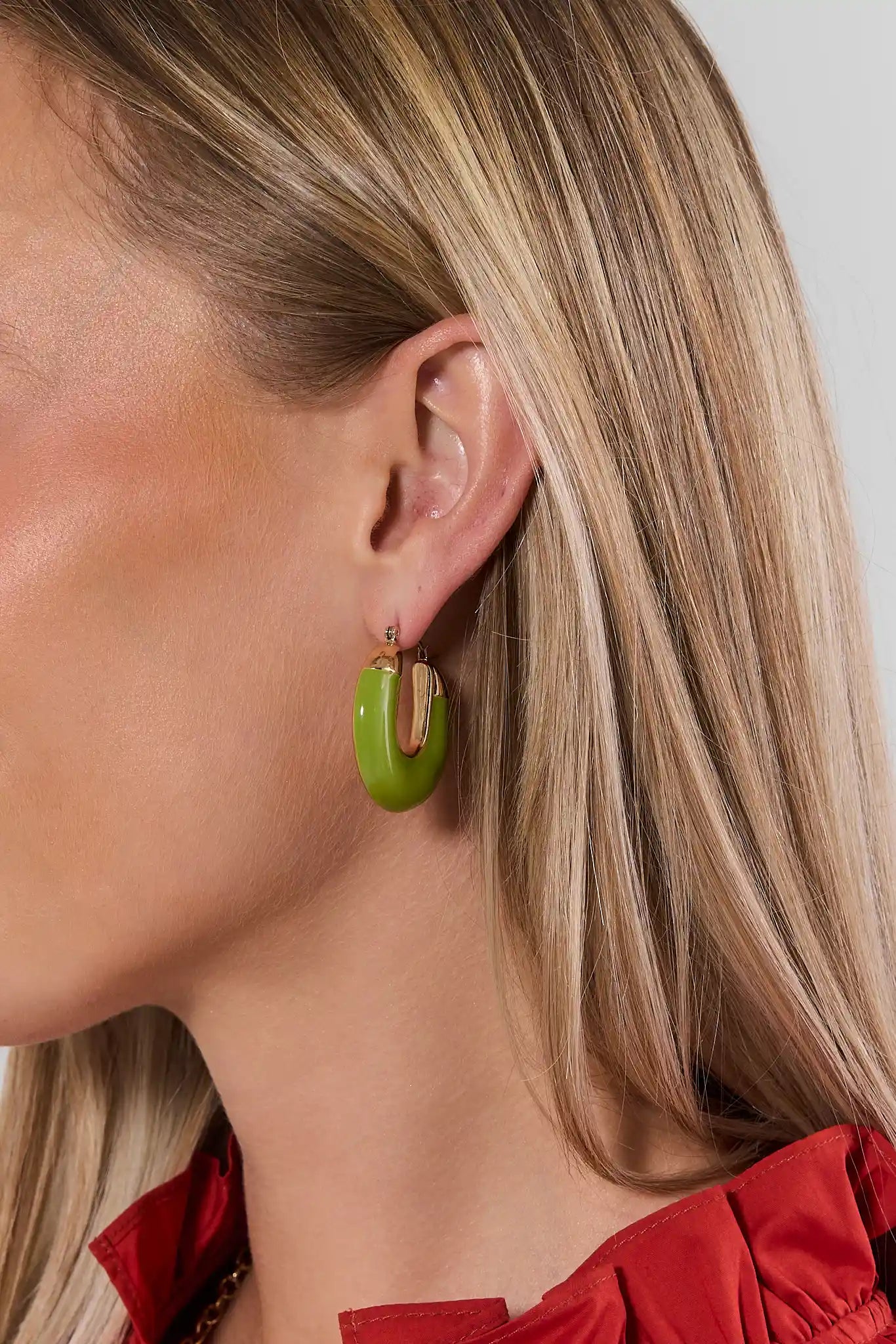 Green Hoop Earrings