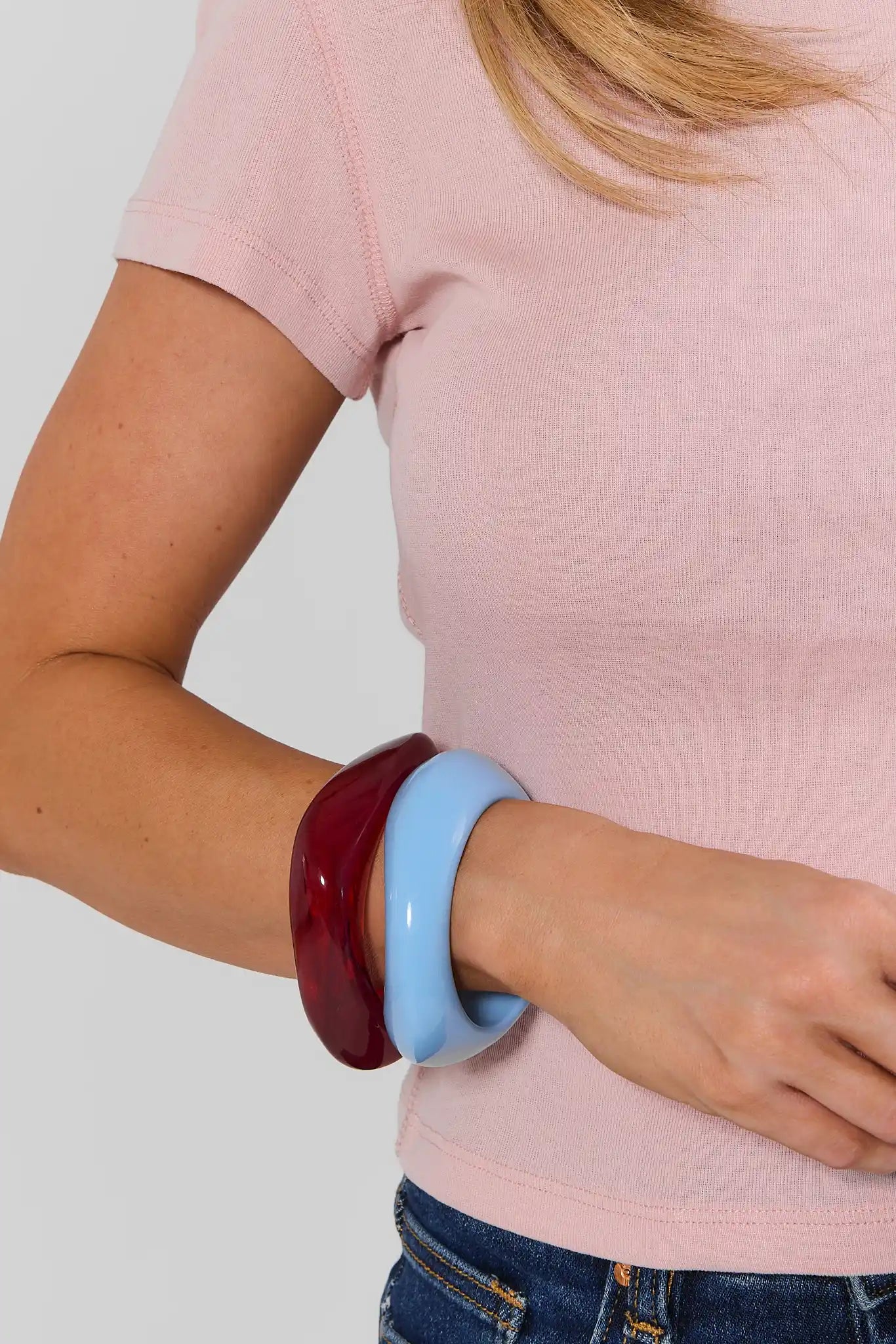 Blue and Burgundy Acrylic Bangle Set