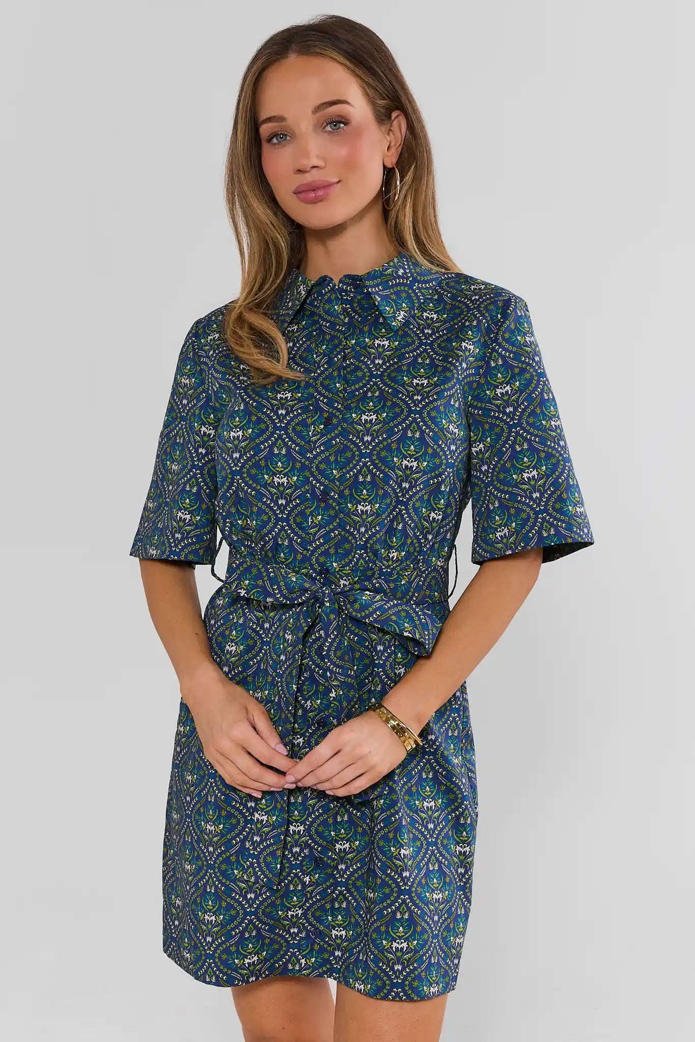 Allison Navy Printed Short Dress