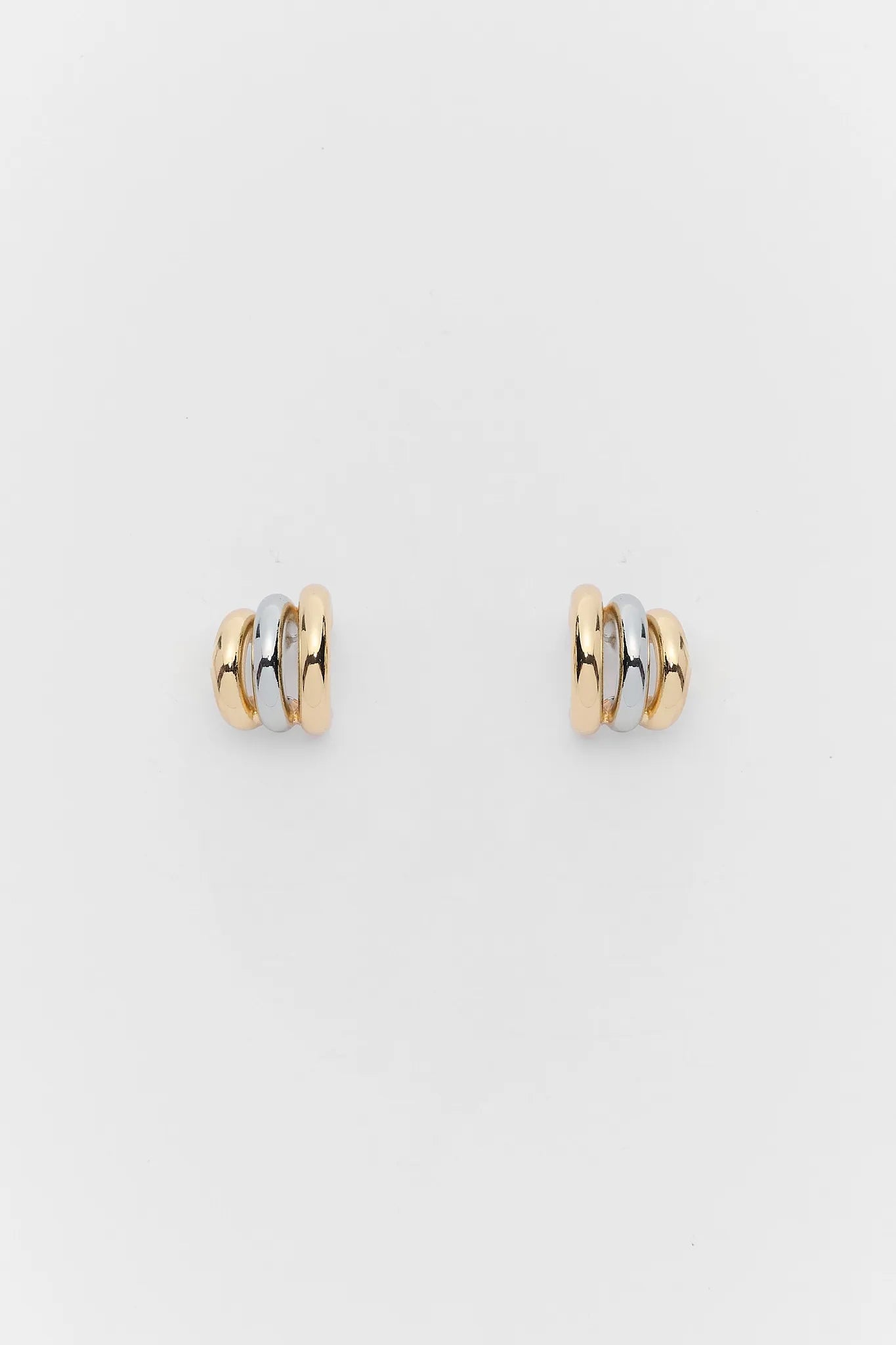Gold Mixed Metal Chunky Hoop Earrings