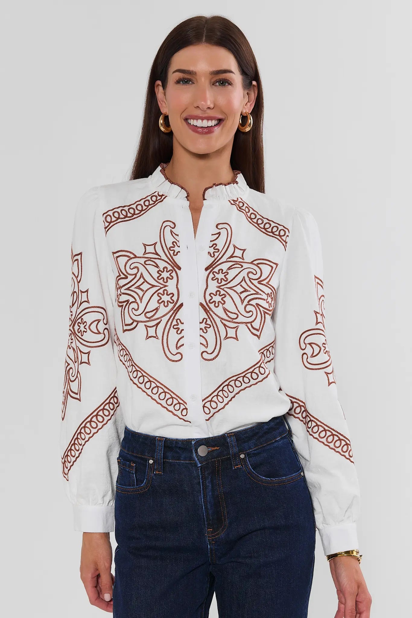 Sabrina Ivory Embroidered Top