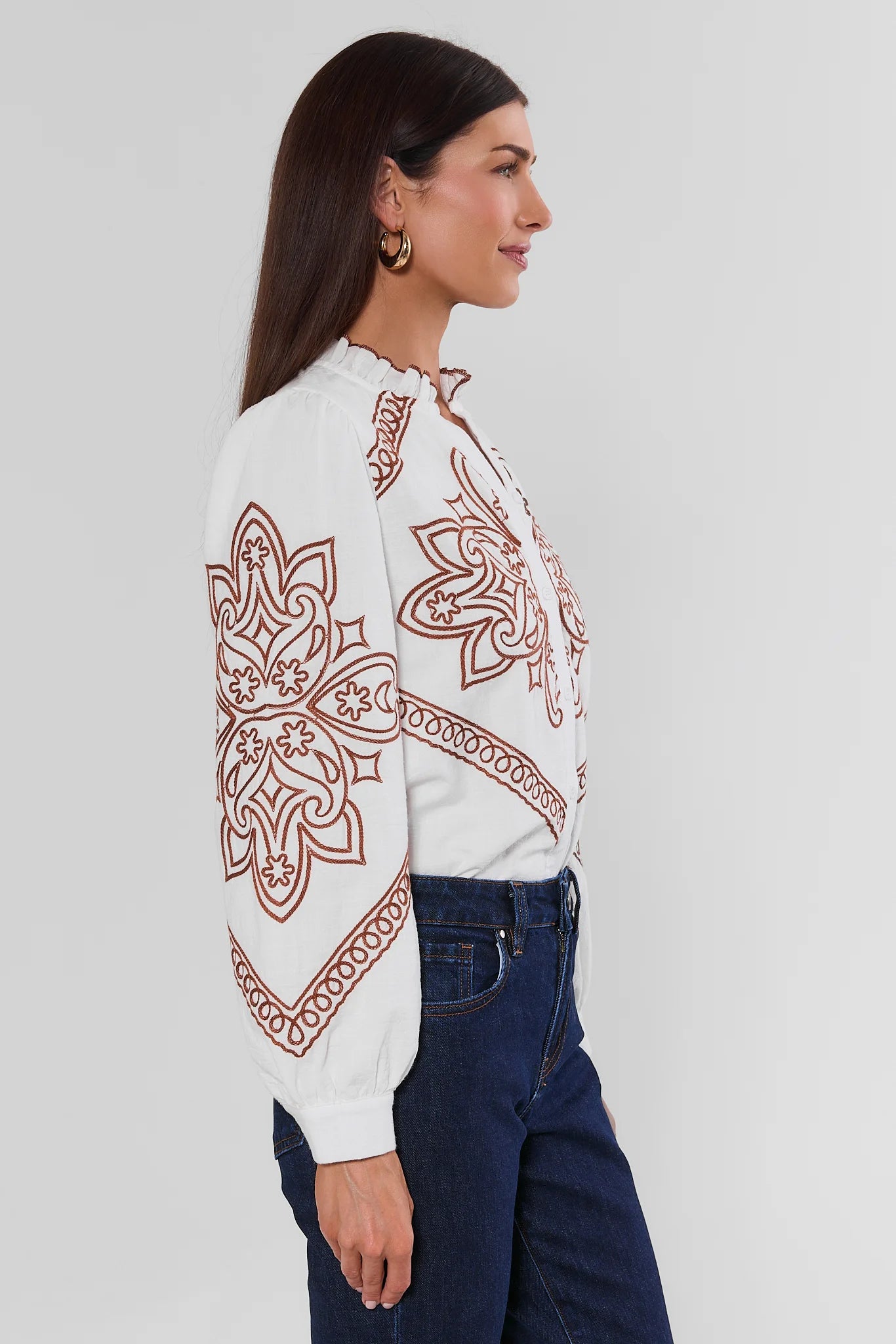 Sabrina Ivory Embroidered Top