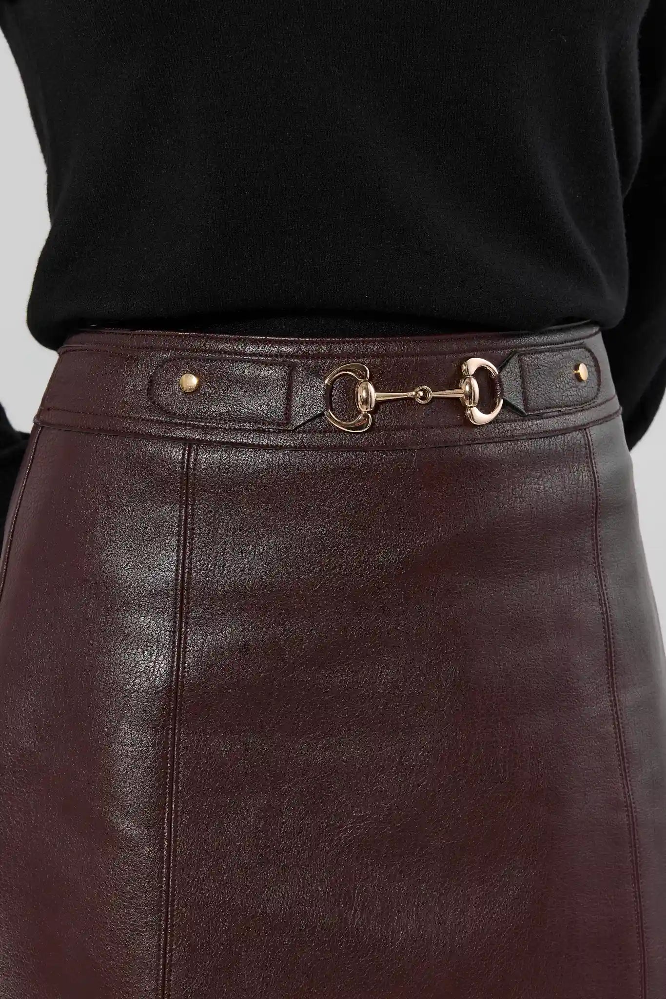 Eleanor Brown Leather Mini Skirt