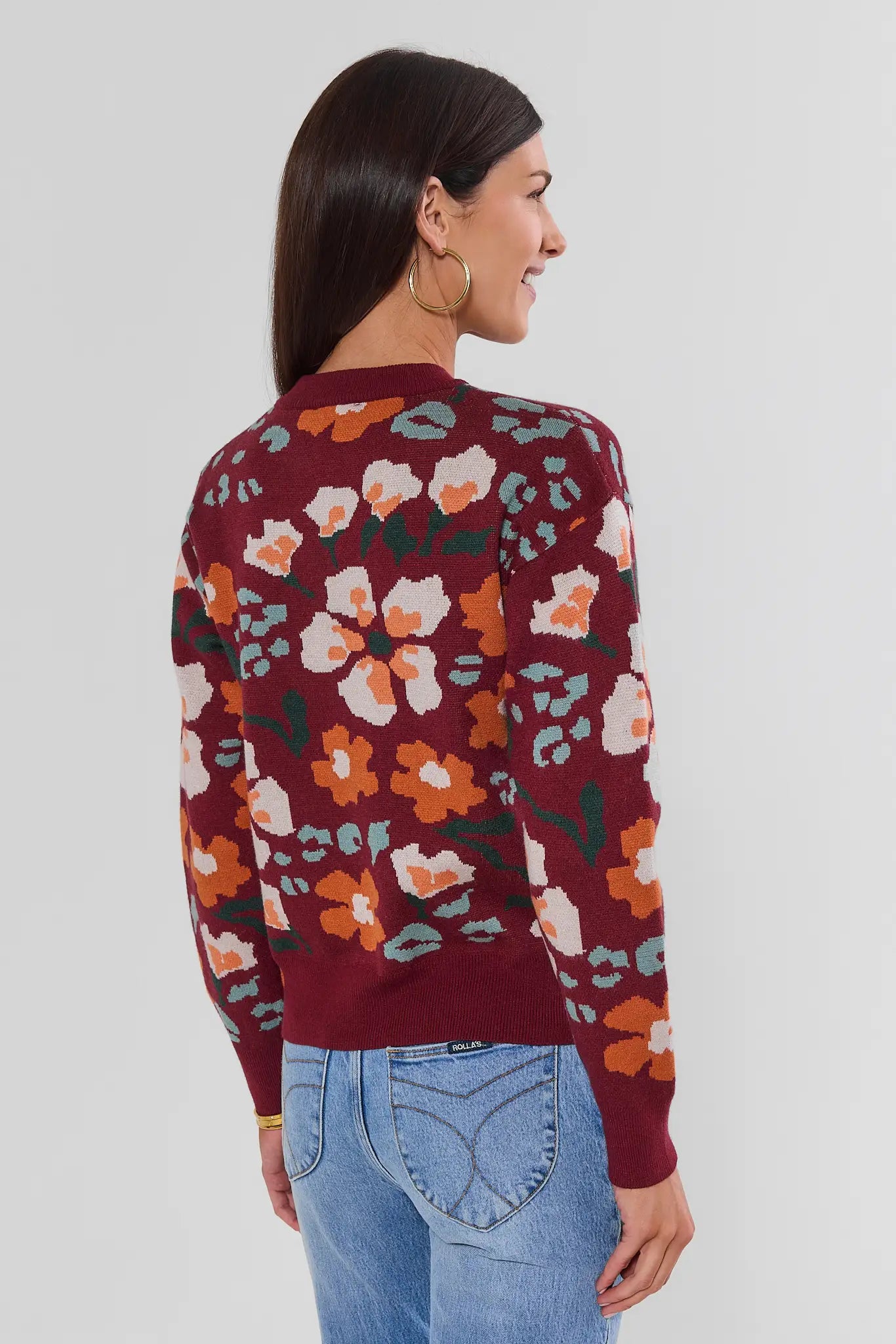 Burgundy Floral Sweater by THML
