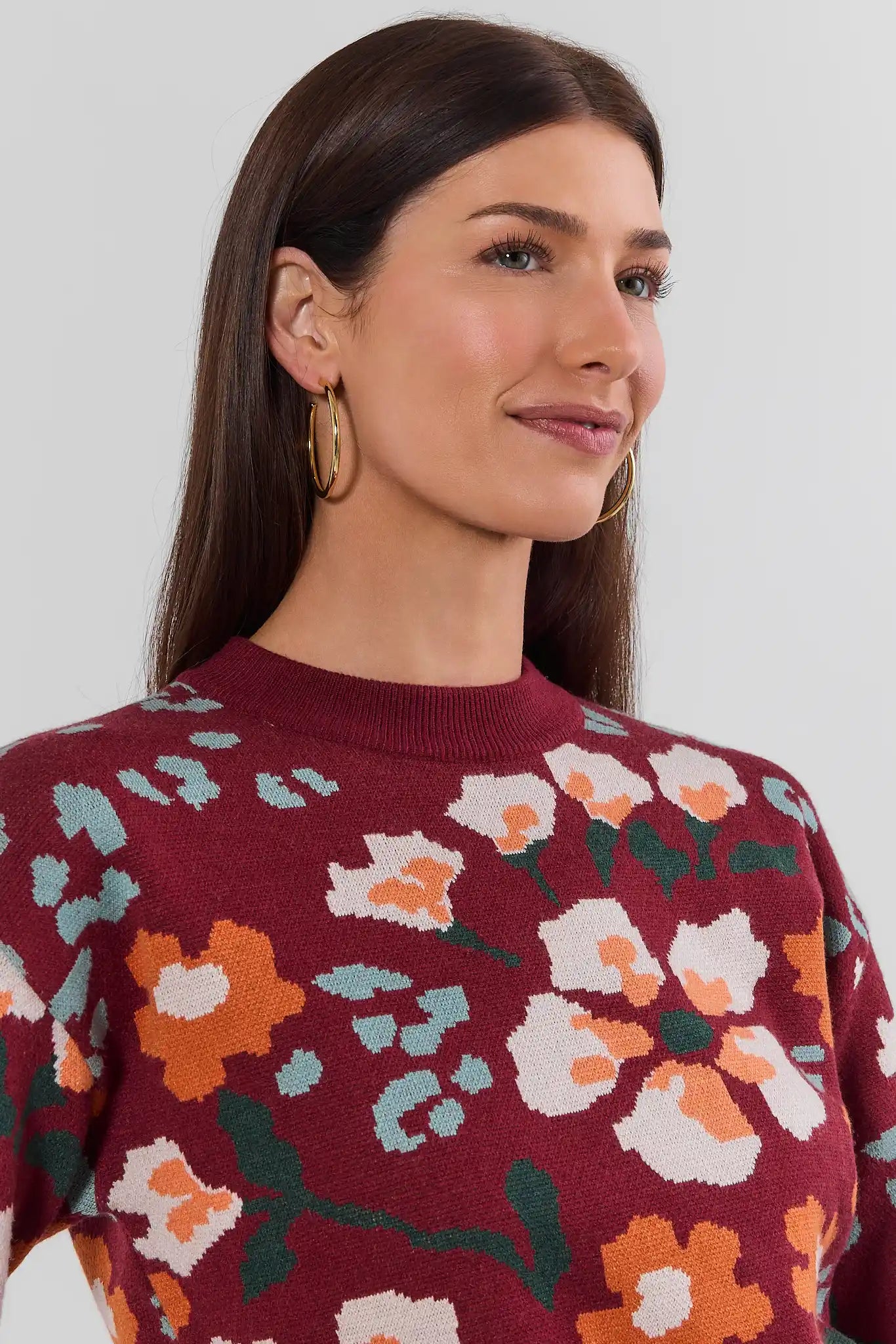 Burgundy Floral Sweater by THML