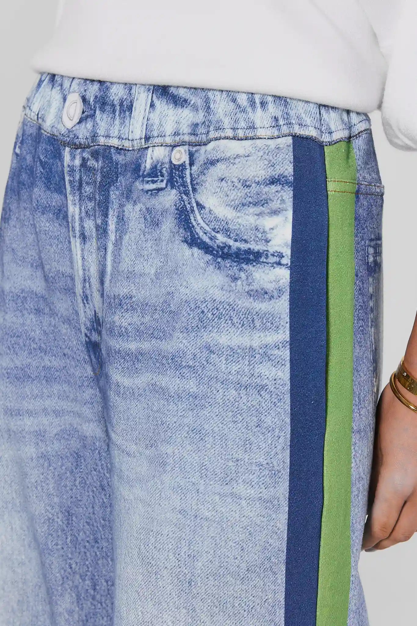 Maeve Green Stripe Wide Leg Track Pants