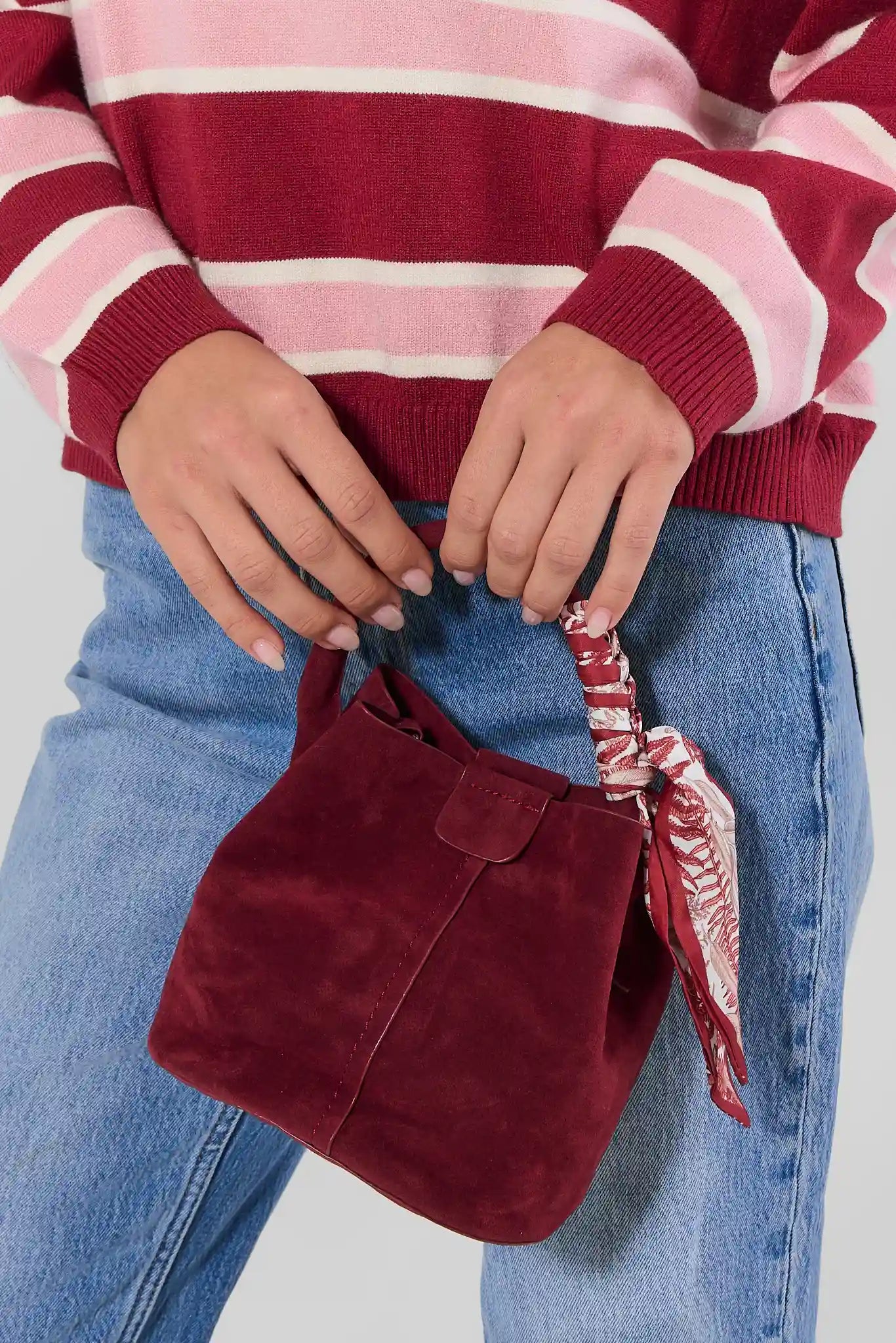 Serena Burgundy Faux Suede Bag