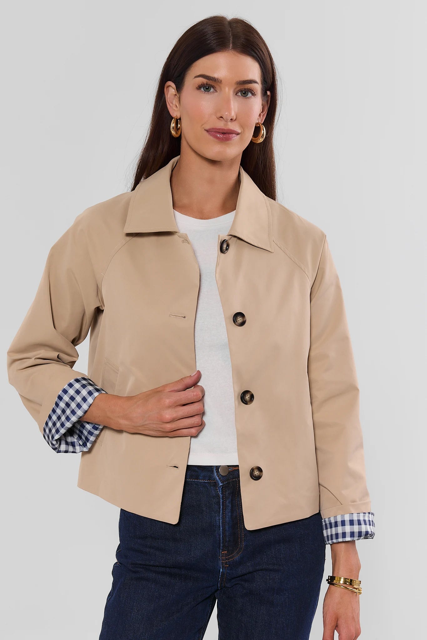 Tan Short Trench Jacket