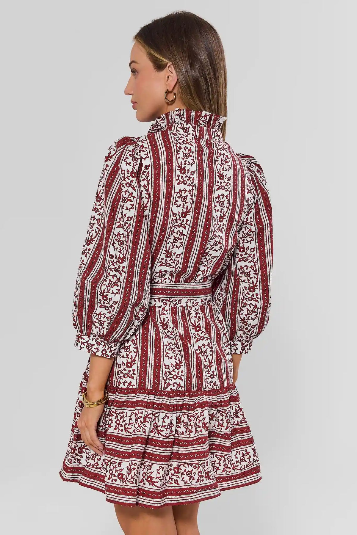 Lola Red Print Ruffle Collar Short Dress
