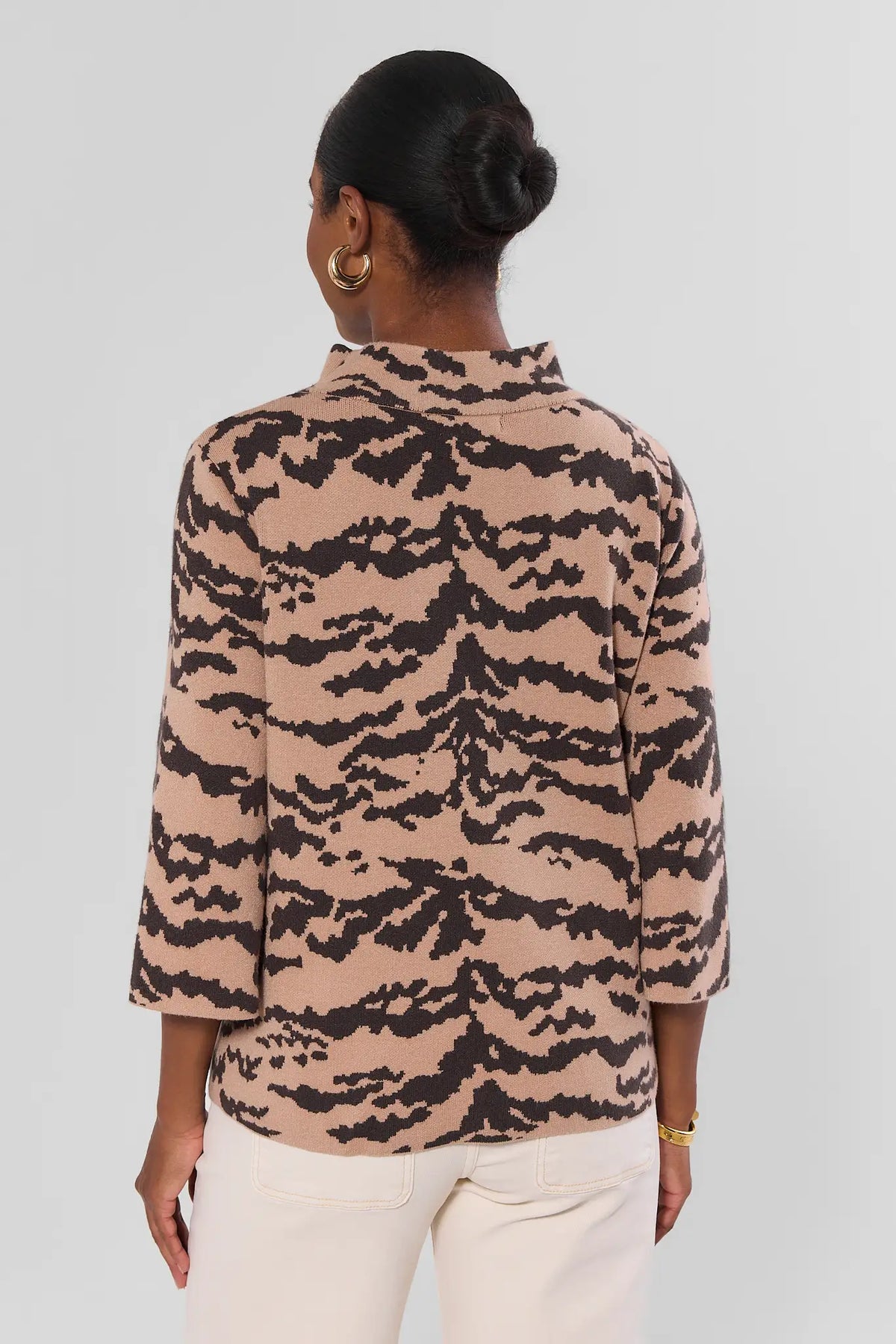 Jackie Tan Animal Print Knit Sweater