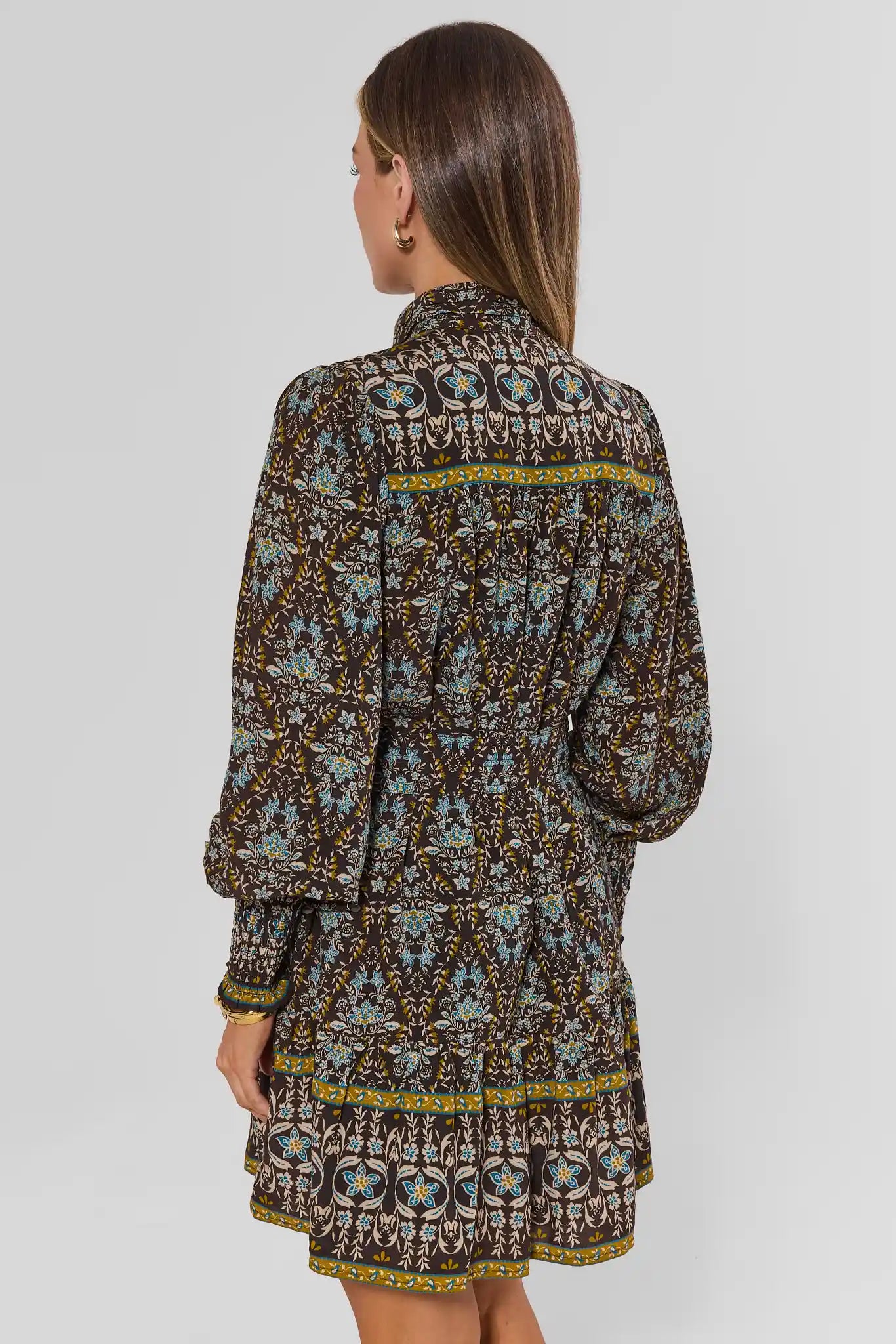 Maevery Brown Printed Short Dress