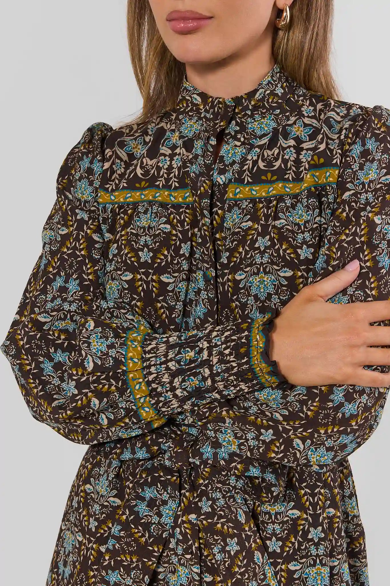 Maevery Brown Printed Short Dress
