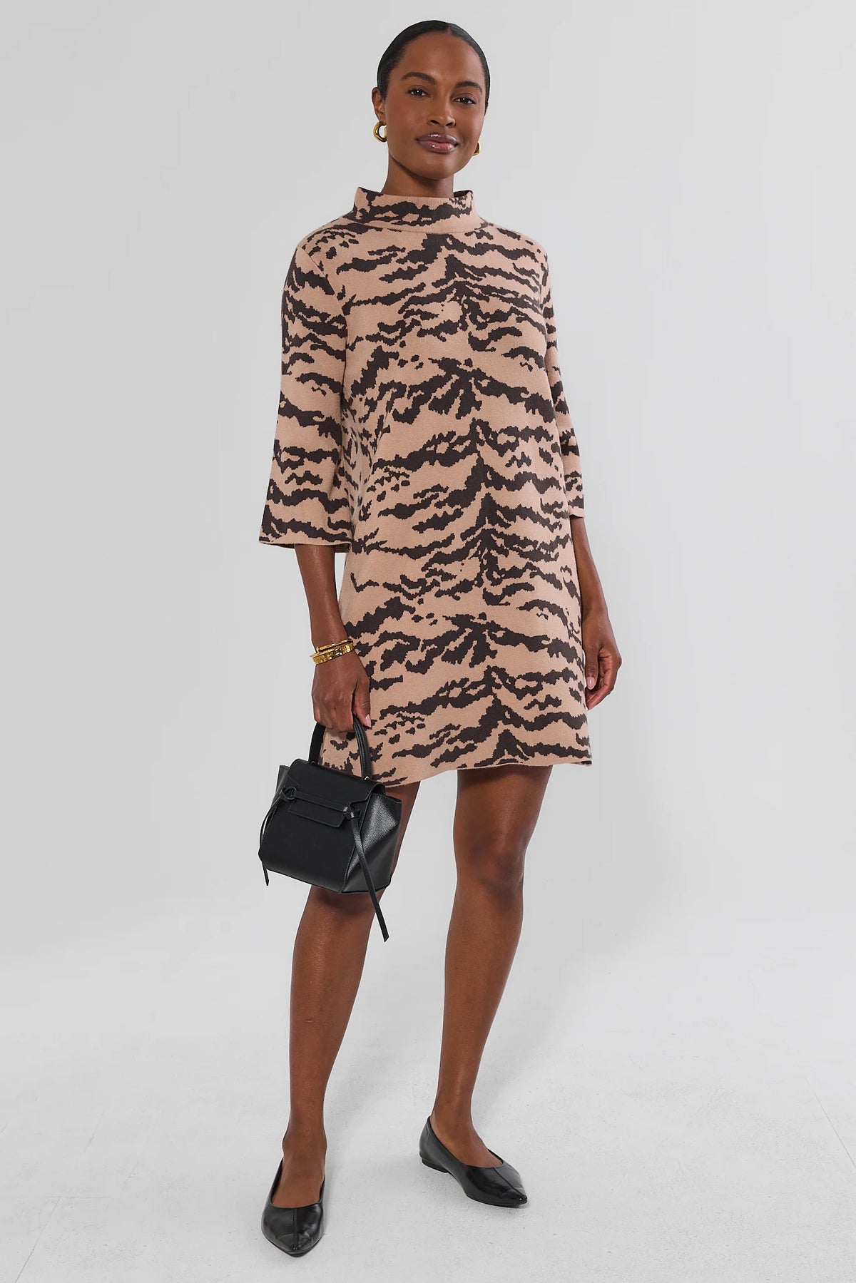 Jackie Tan Animal Print Knit Short Dress