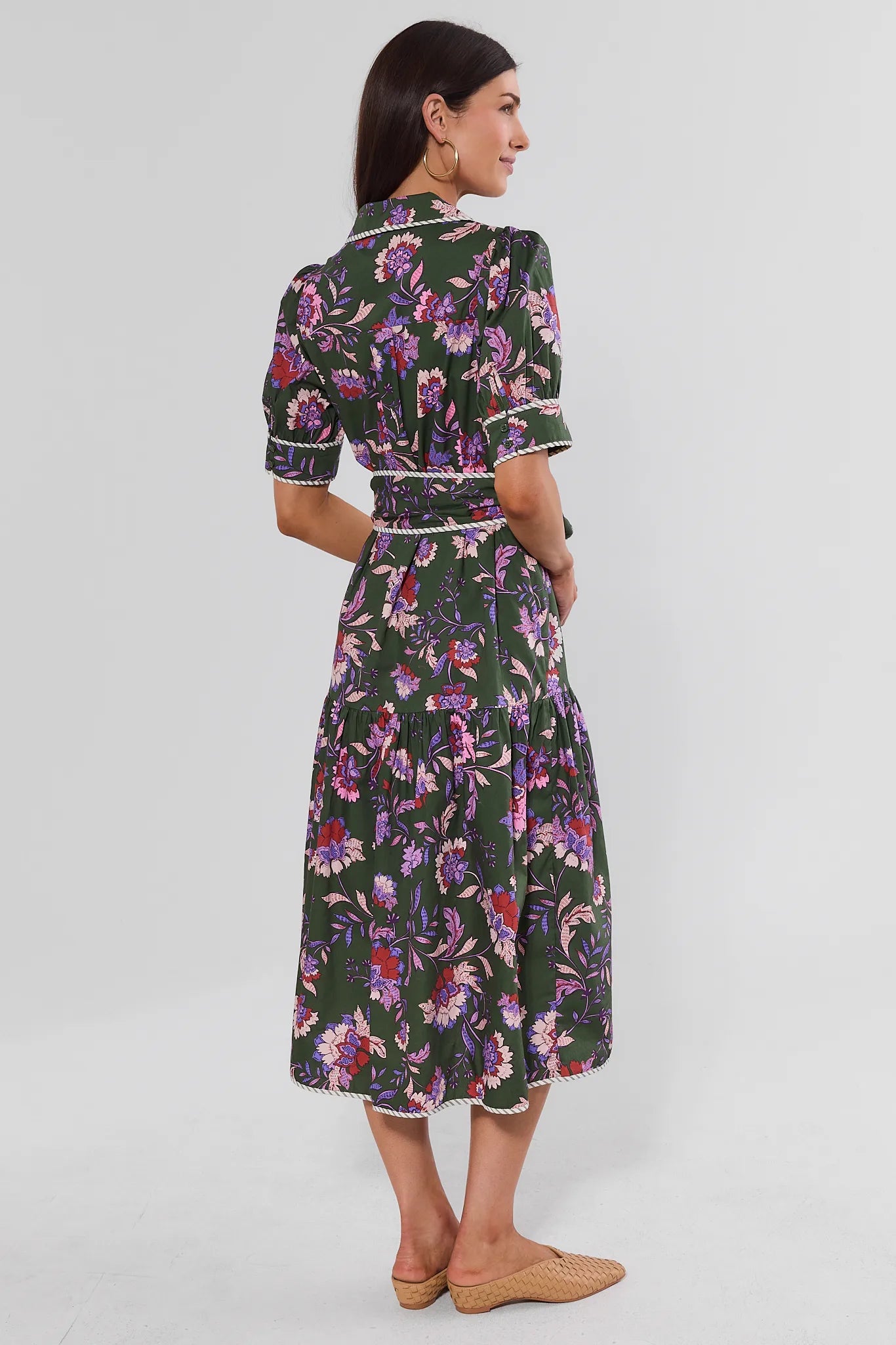 Green Floral Printed Midi Dress
