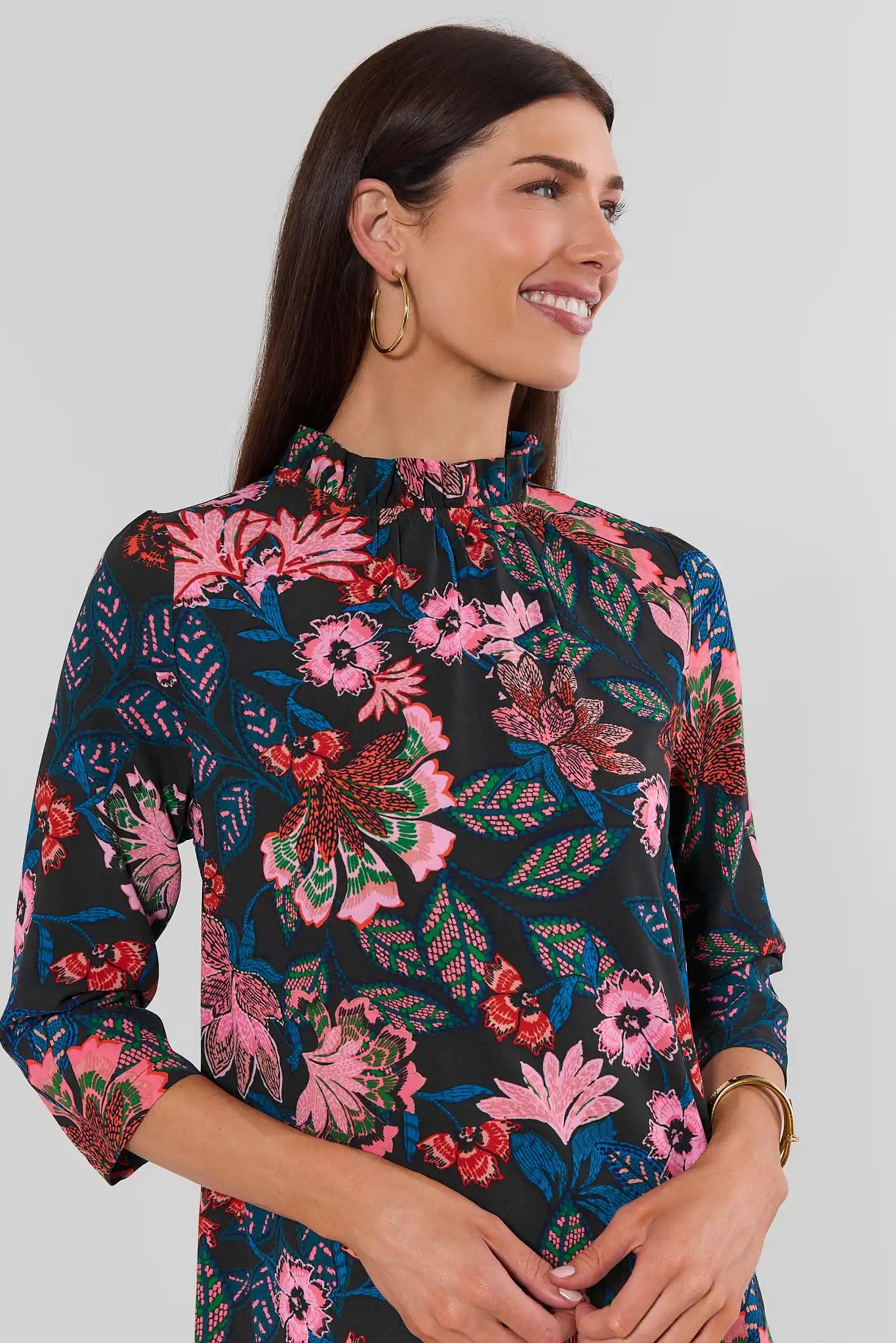 Andrea Navy Floral Printed Maxi Dress