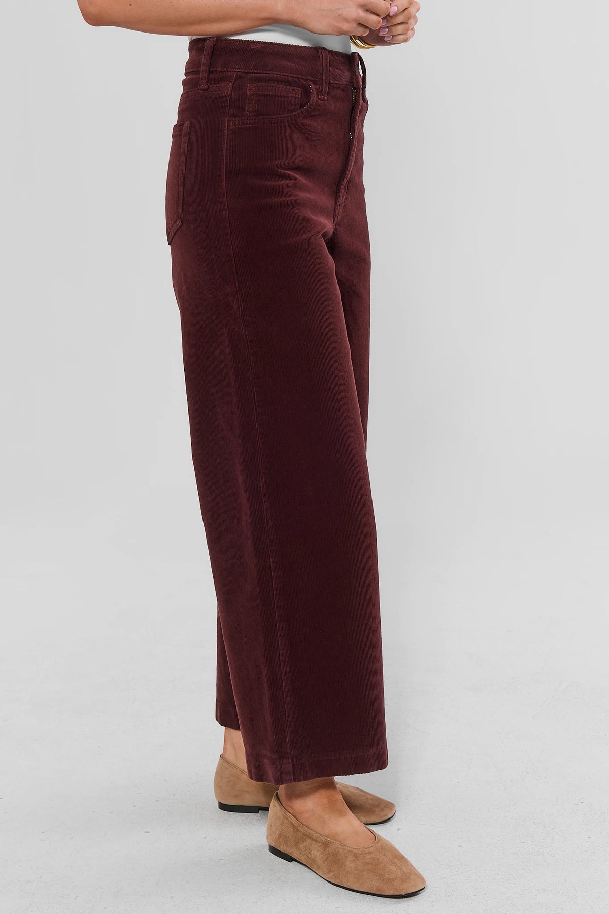Burgundy Corduroy Straight Leg Pants