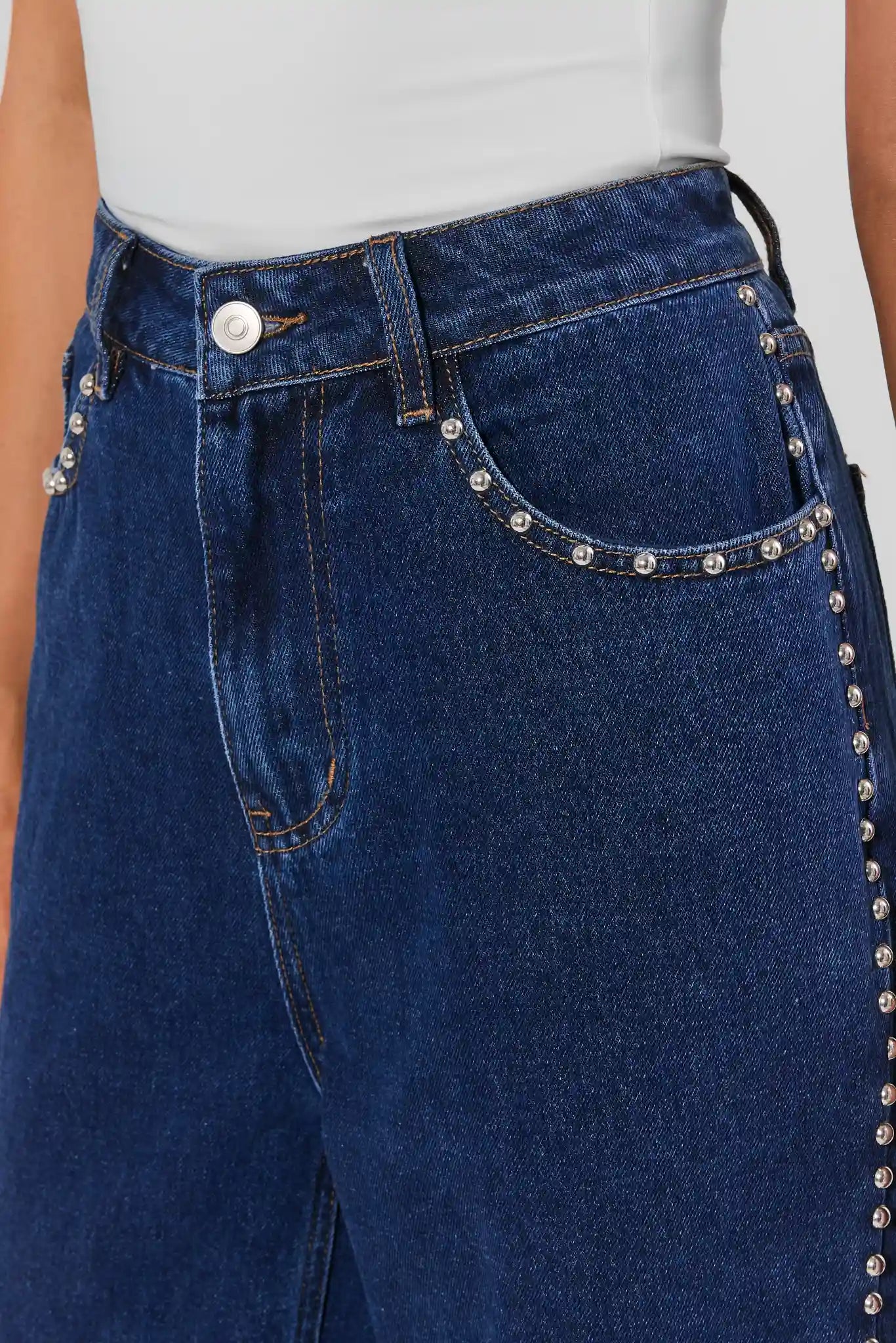 Adrian Dark Wash Studded Straight Jeans