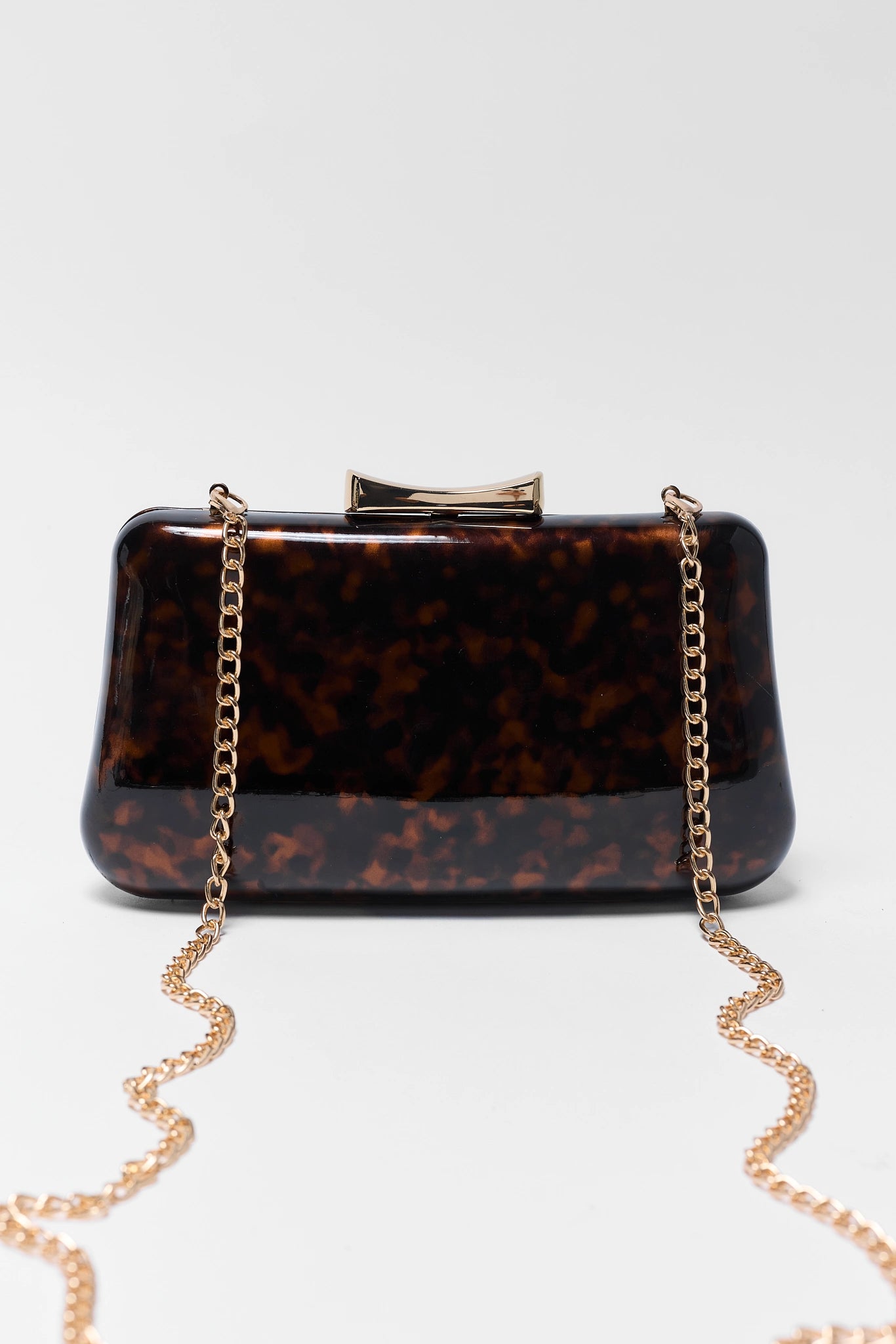 Brown Tortoise Enamel Clutch