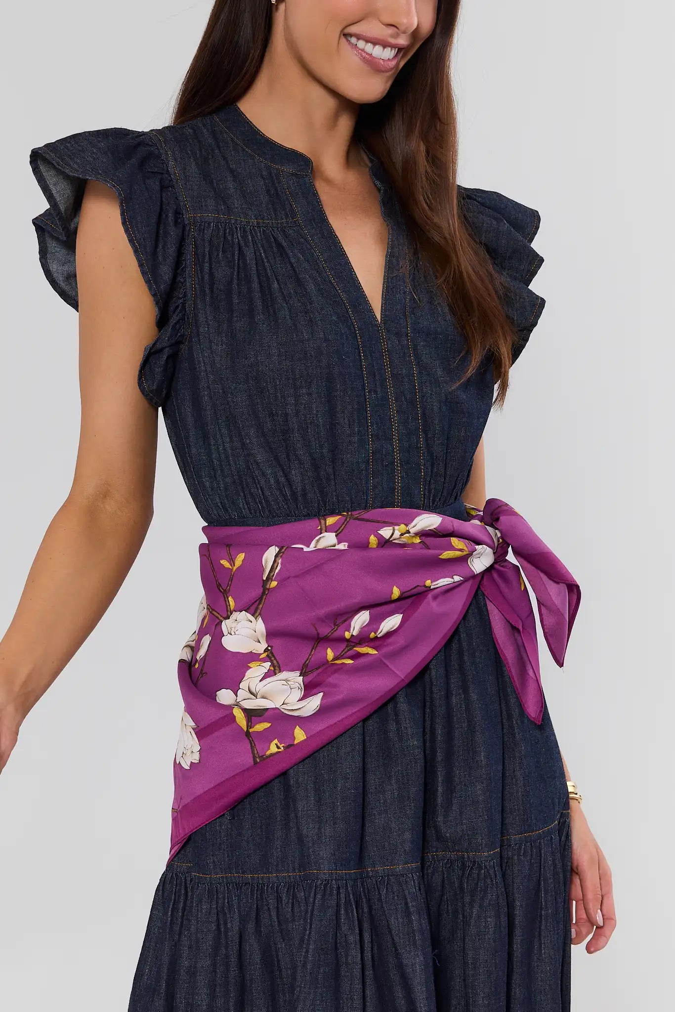 Purple Floral Printed Scarf