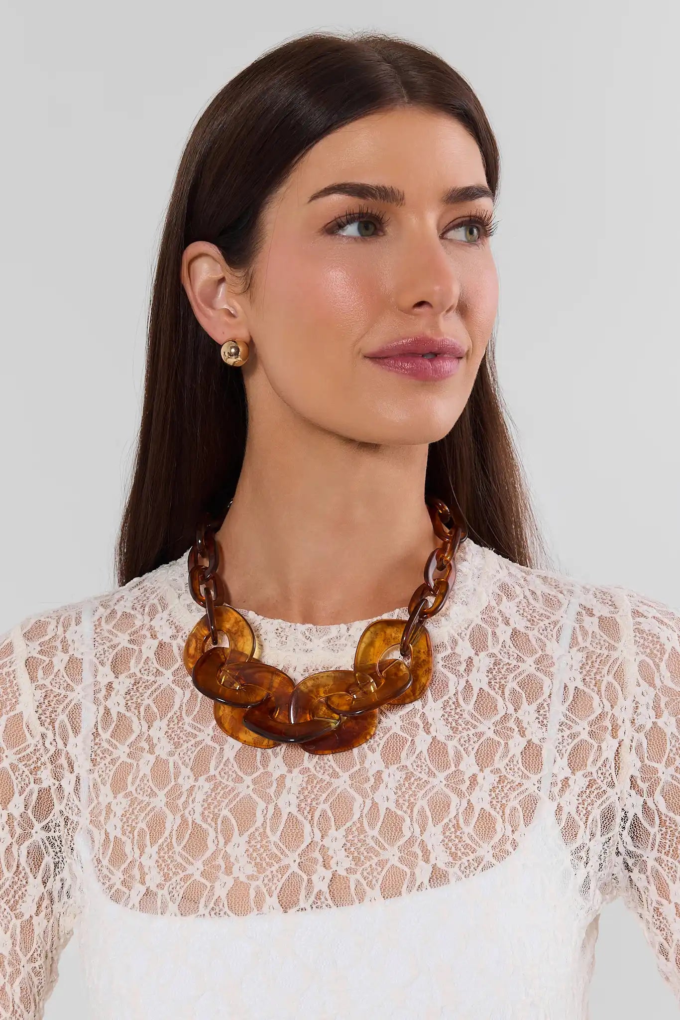 Brown Chunky Acrylic Chain Necklace