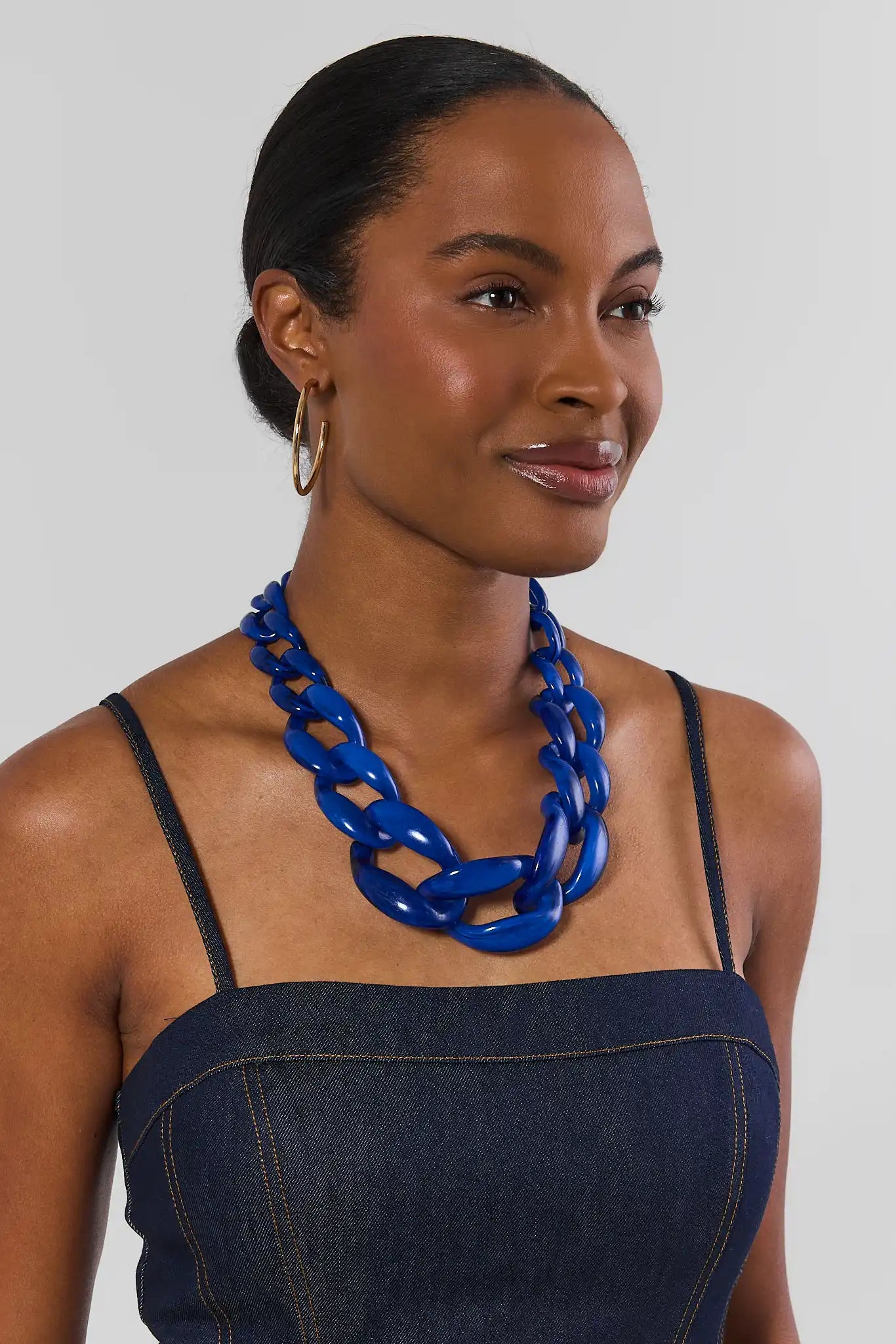 Blue Chunky Acrylic Chain Necklace
