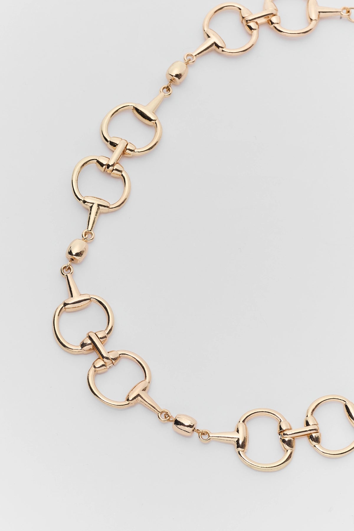 Gold Horsebit Chain Necklace - Link Hardware Close-Up Detail | Avara