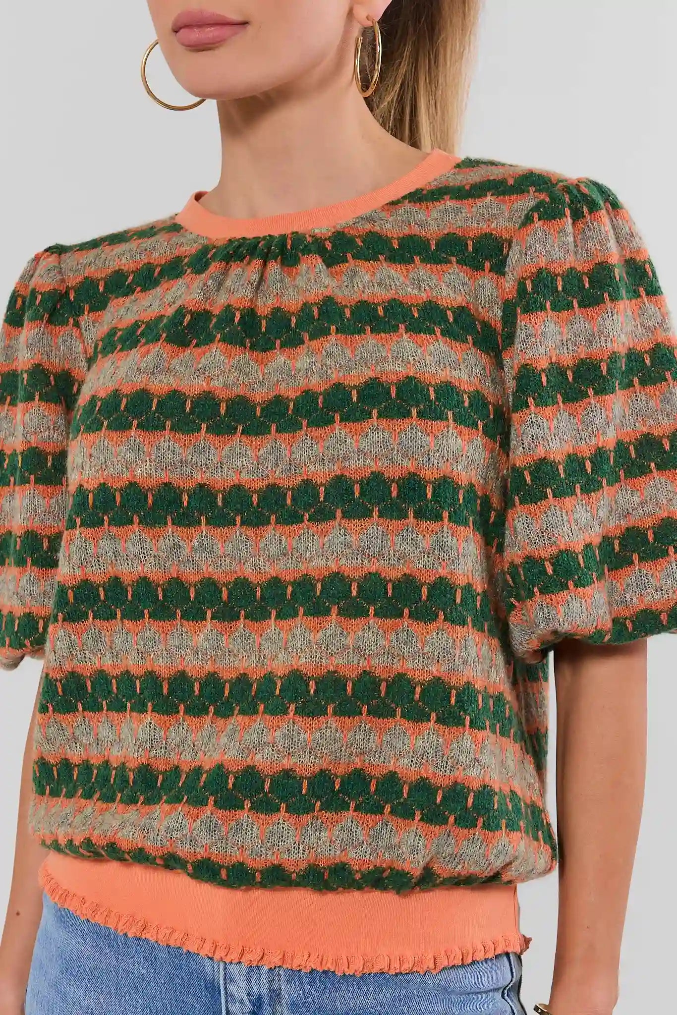 Orange Printed Knit Top