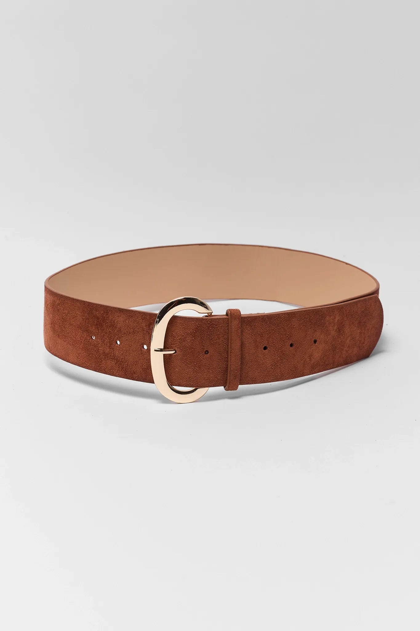 Brown Oval Buckle Wide Belt