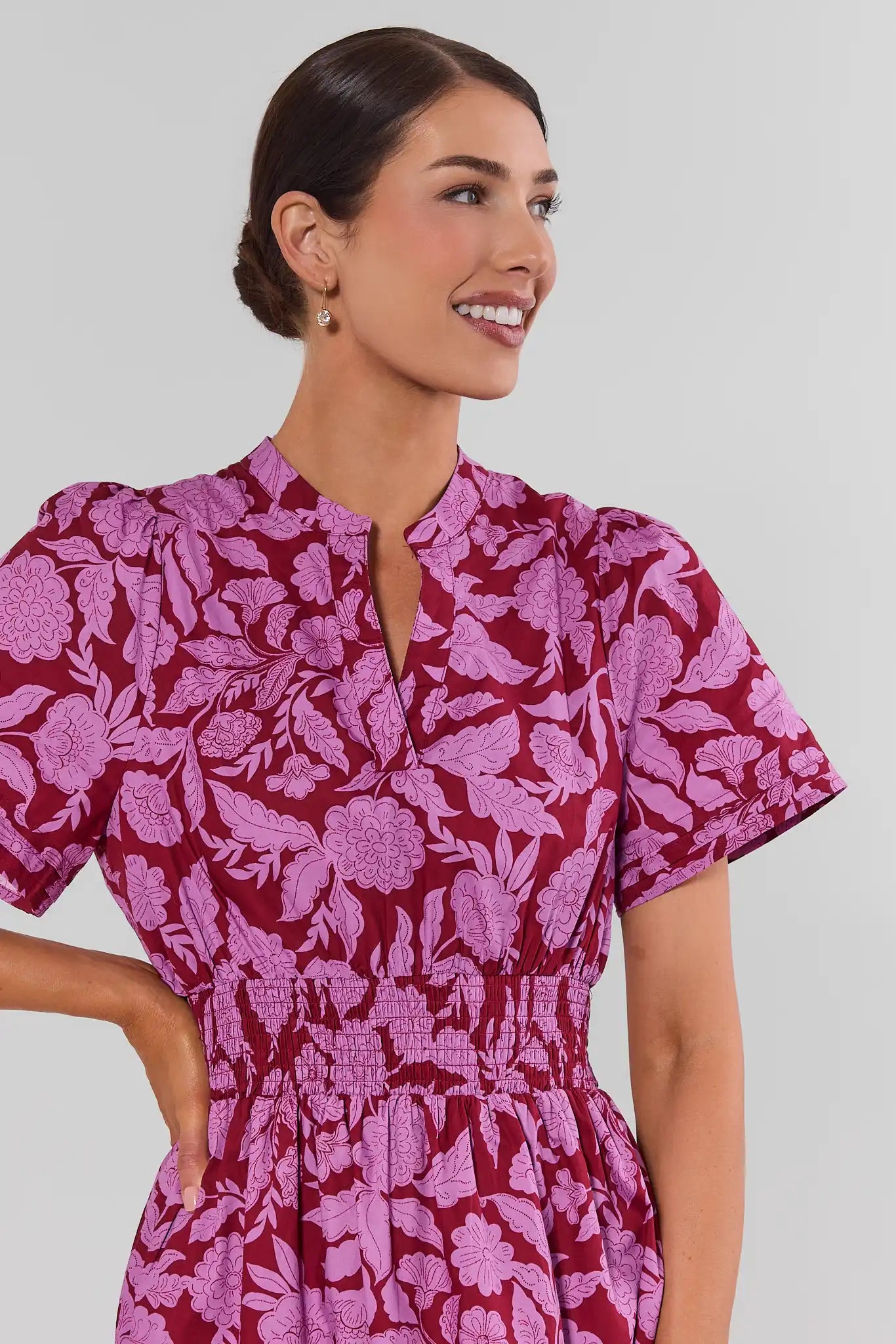 Isabella Burgundy Floral Print Maxi Dress