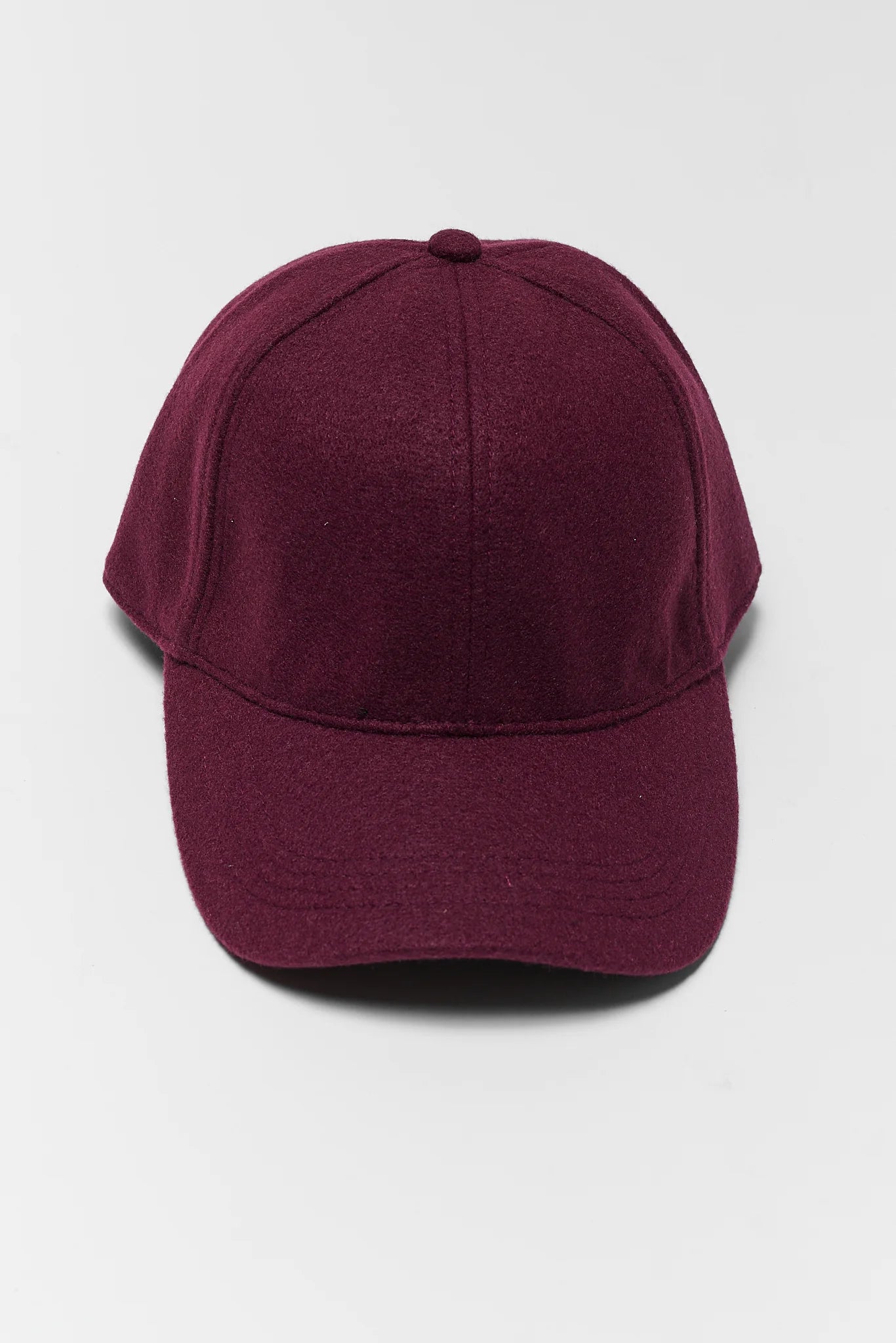 Burgundy Faux Wool Baseball Cap