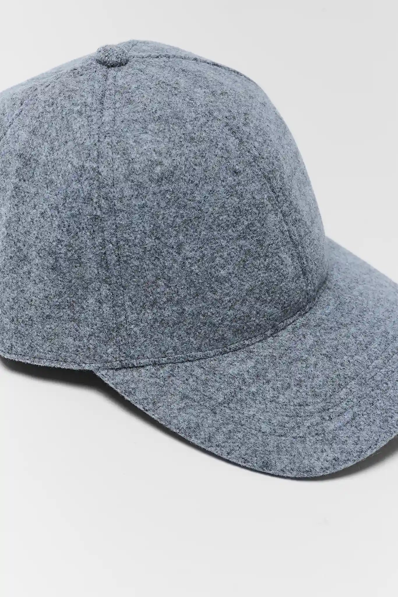 Gray Faux Wool Baseball Cap