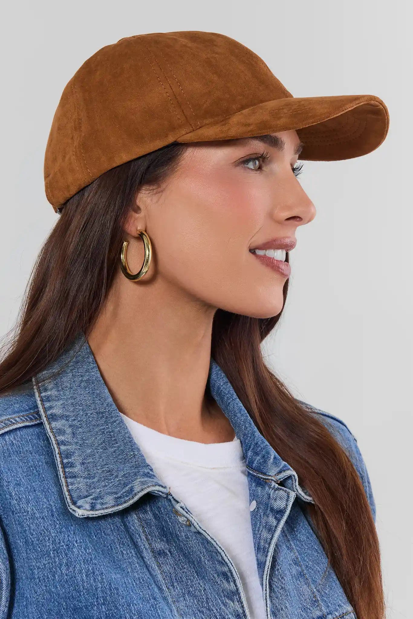 Camel Faux Suede Baseball Cap