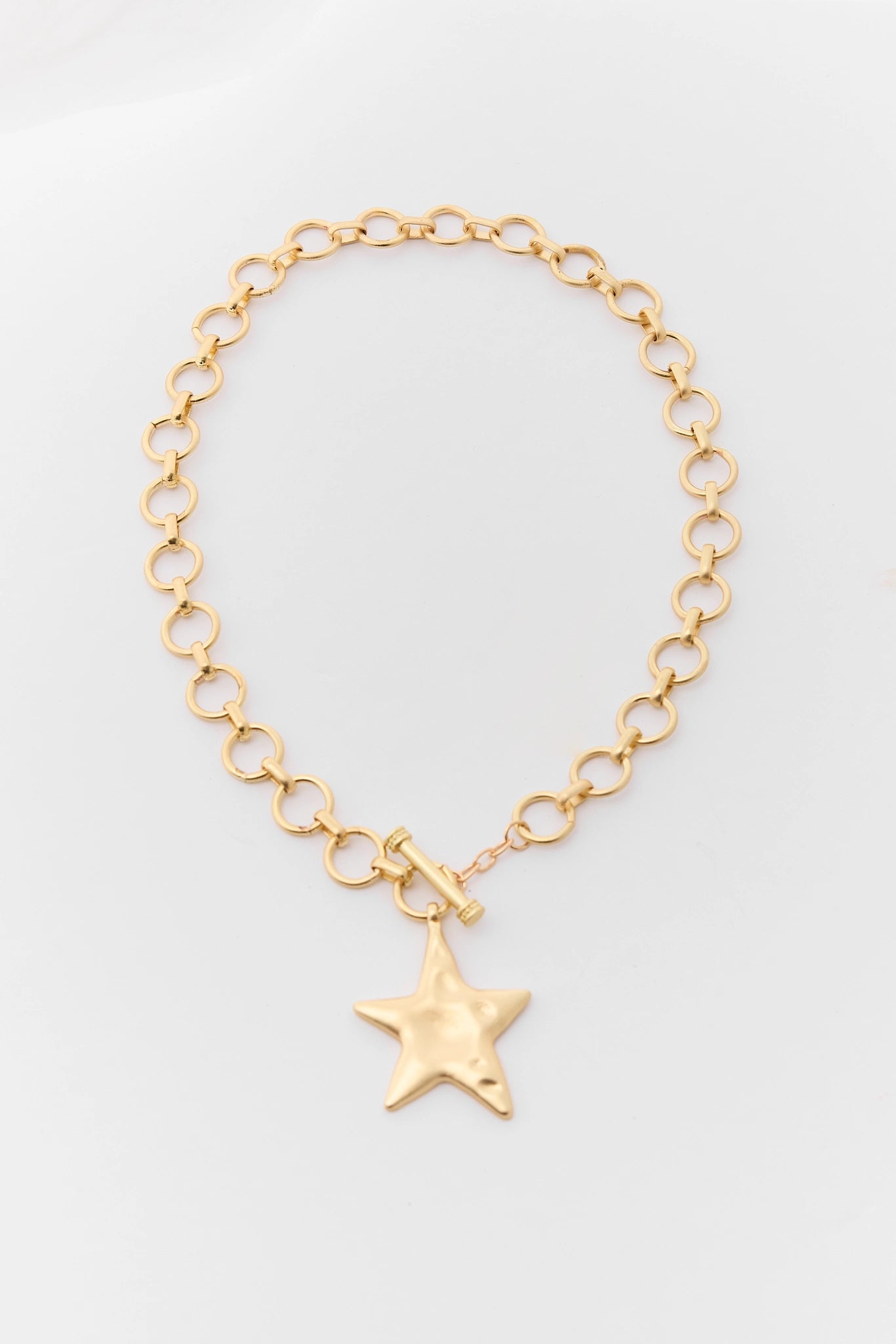 Gold Chunky Hammered Star Necklace