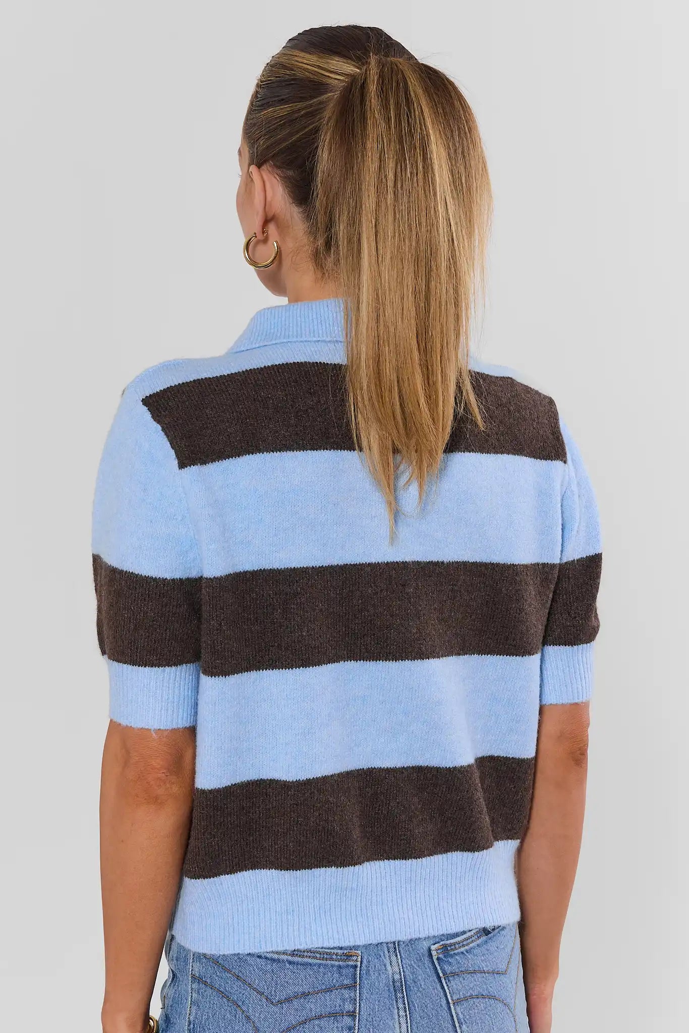 Blue Striped Knit Top