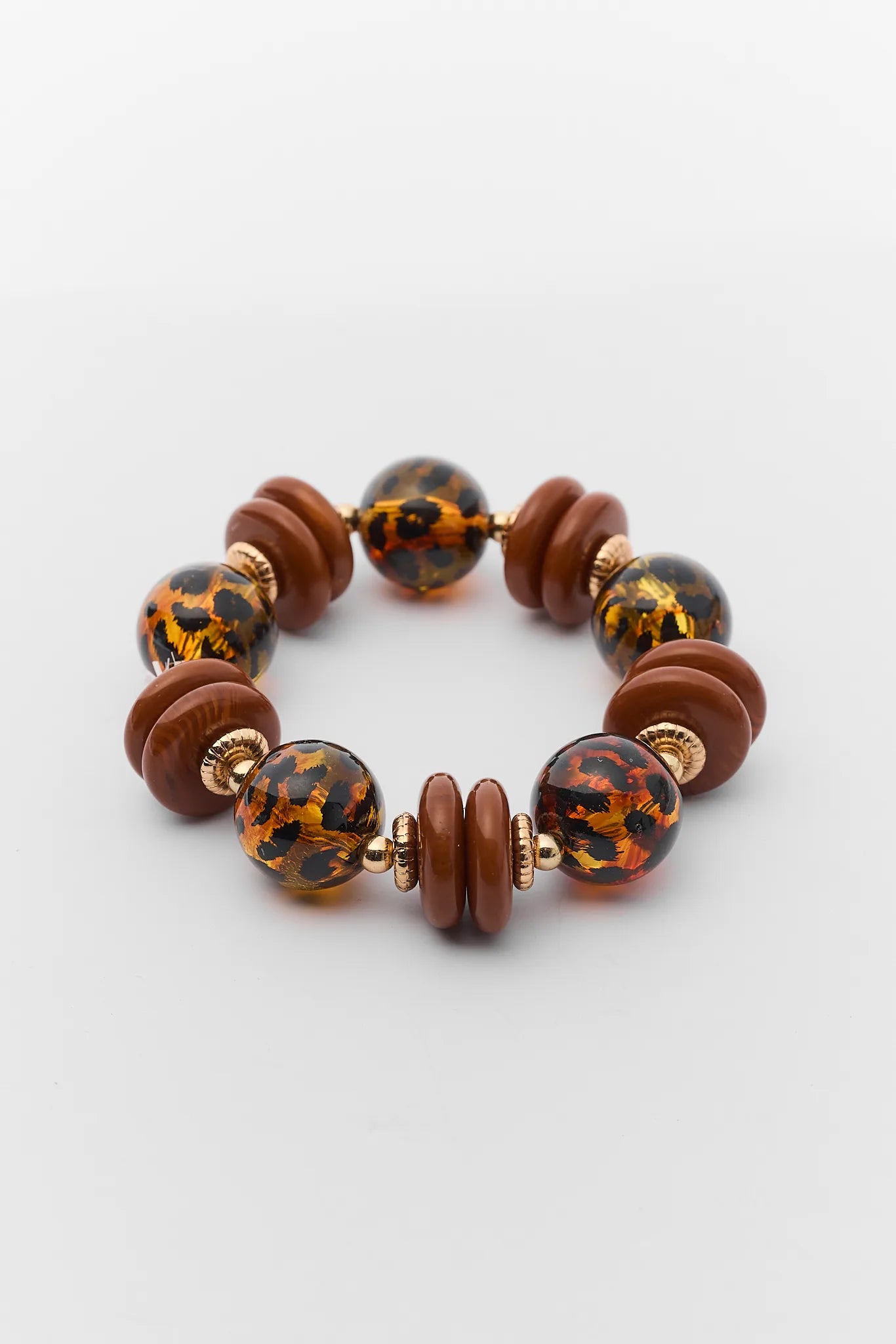 Leopard Beaded Resin Bracelet