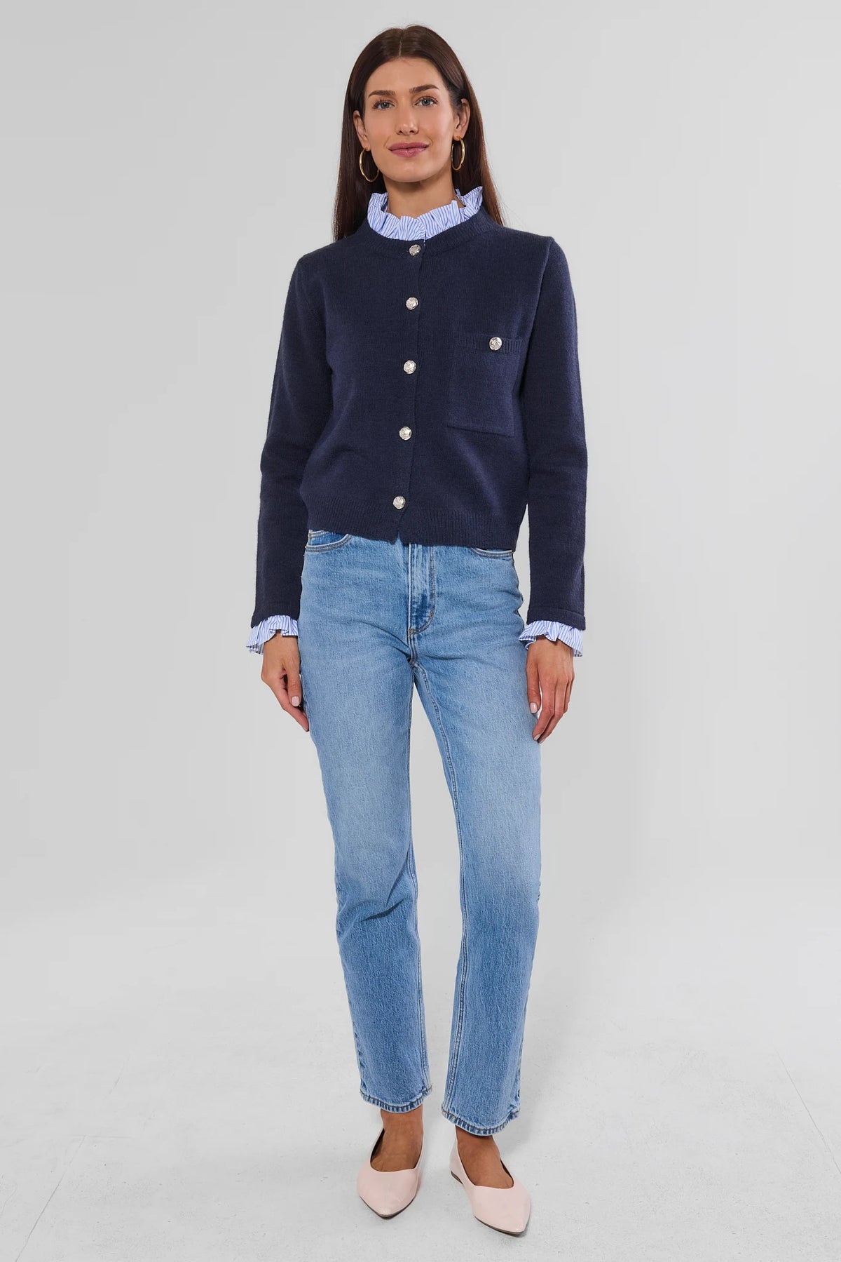 Quincy Navy Button Up Cardigan