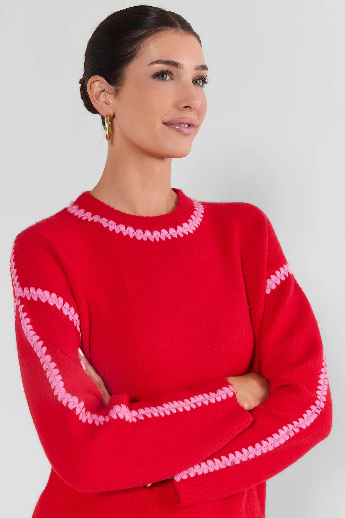 Camilla Red Stitched Trim Sweater