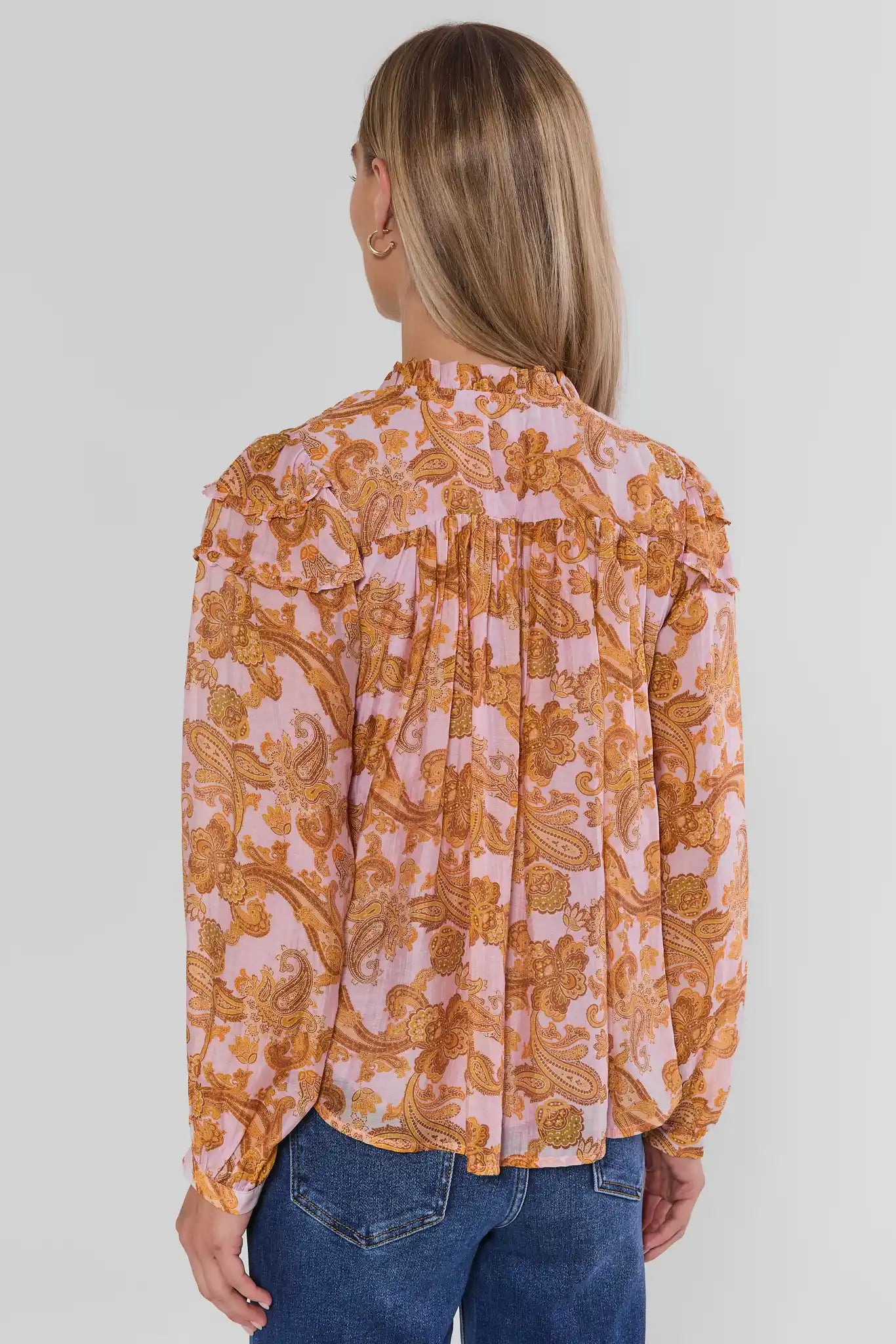 Indie Orange Paisley Printed Top