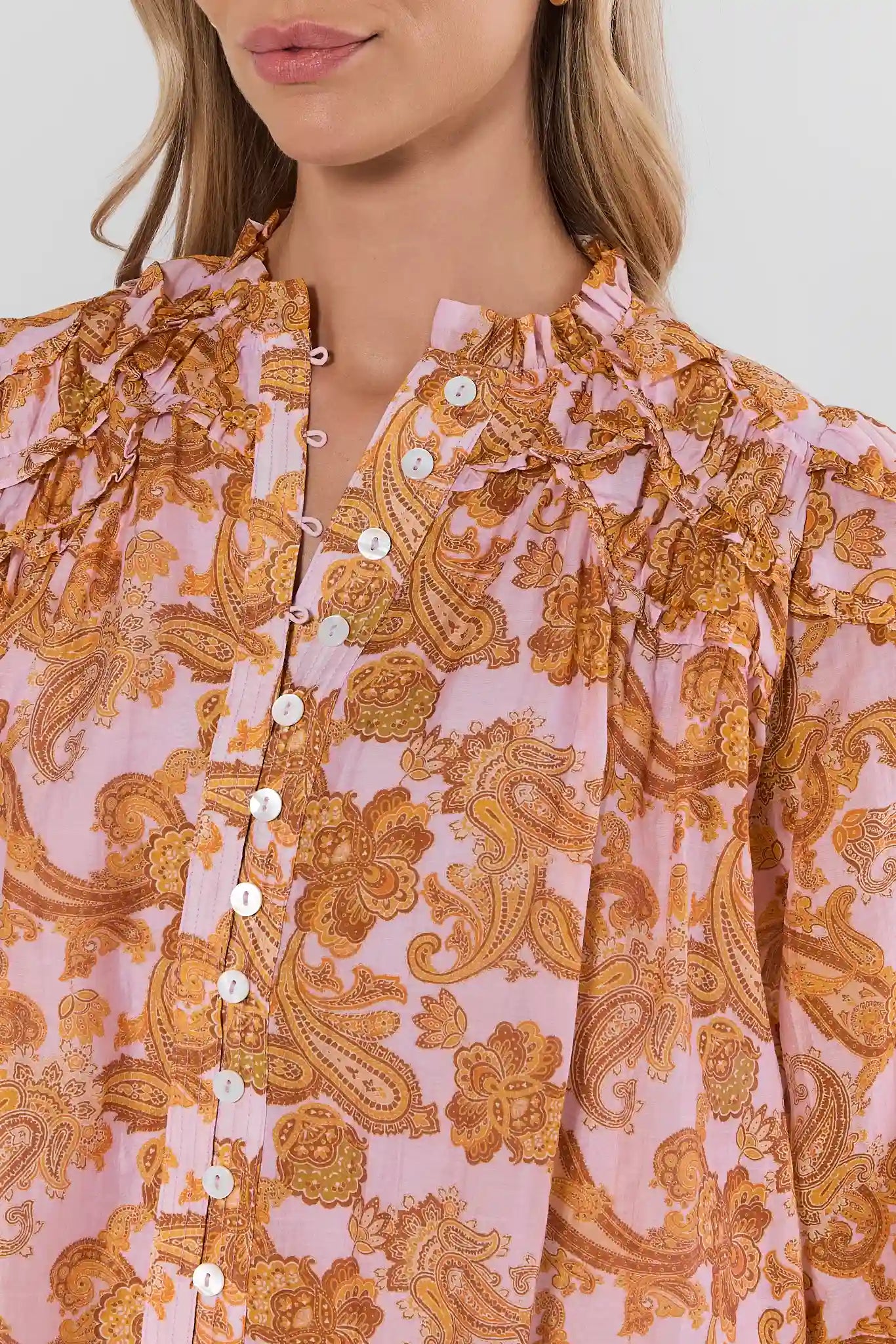 Indie Orange Paisley Printed Top