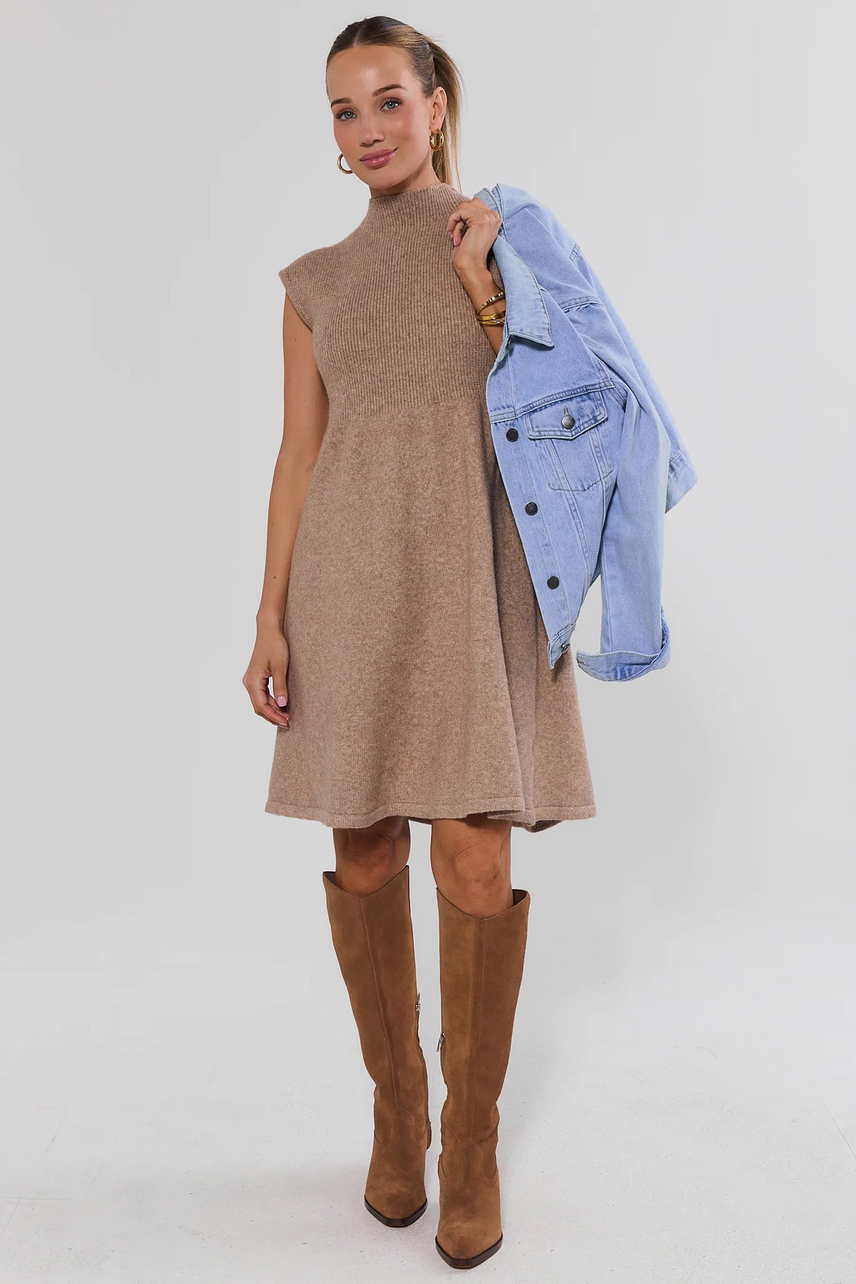 Marley Taupe Knit Short Dress