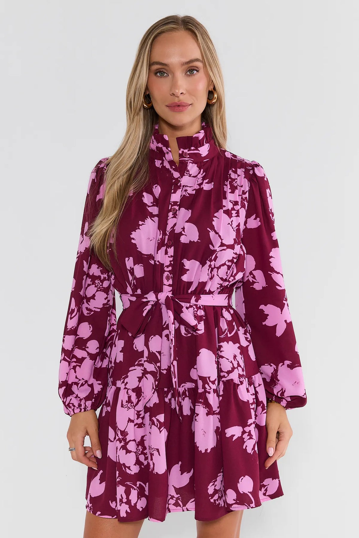 Lexi Maroon Floral Print Short Dress