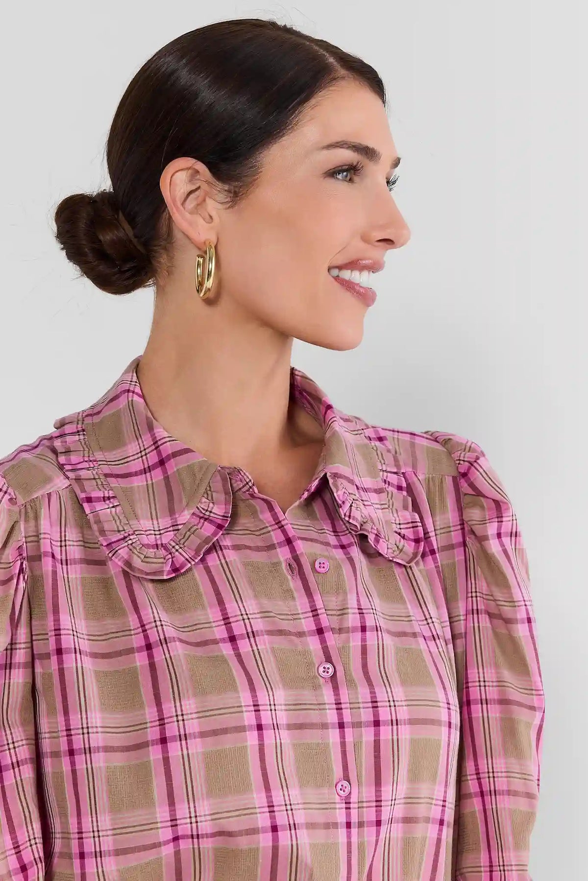Sloane Multi Plaid Collared Top