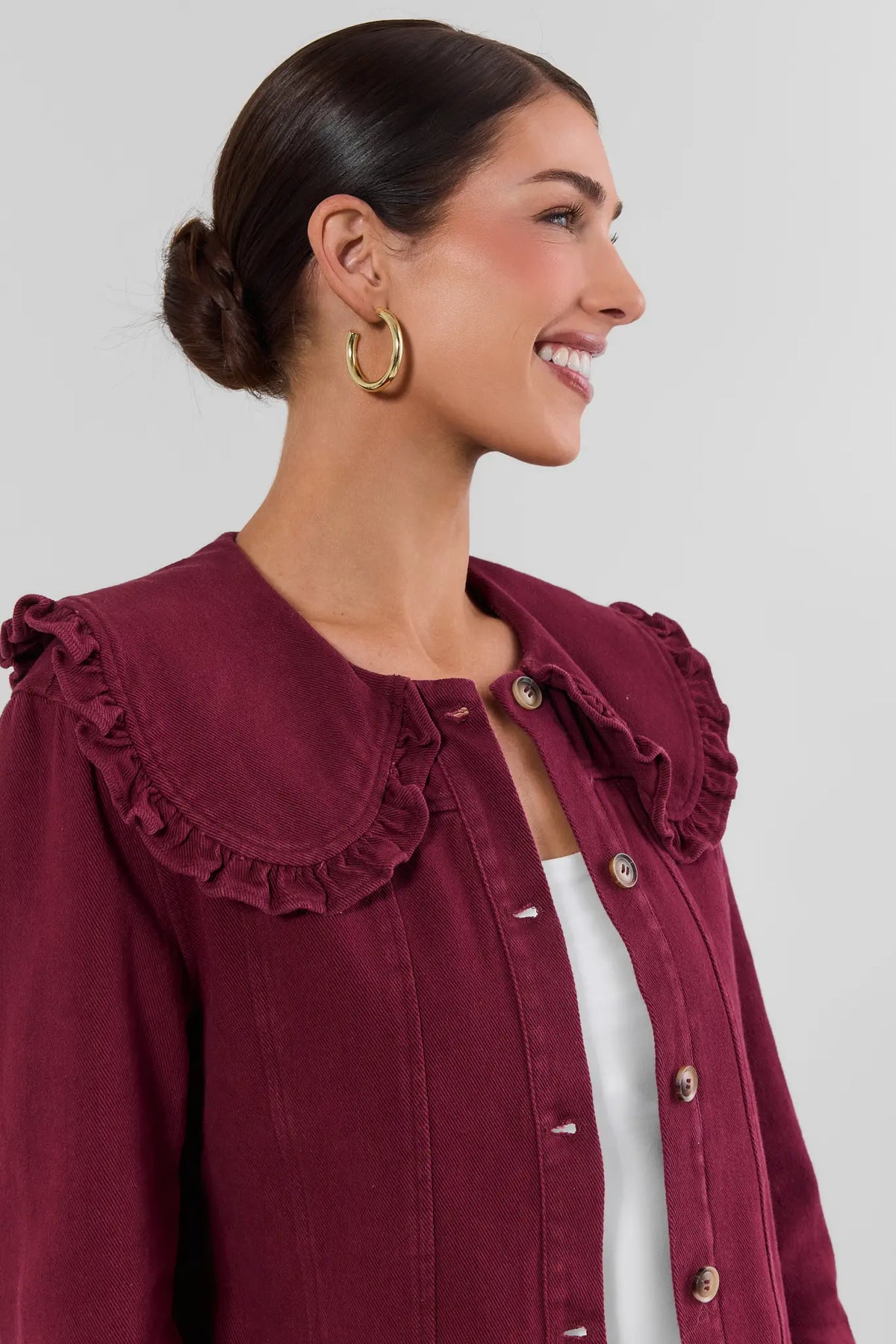 Gracie Burgundy Denim Jacket