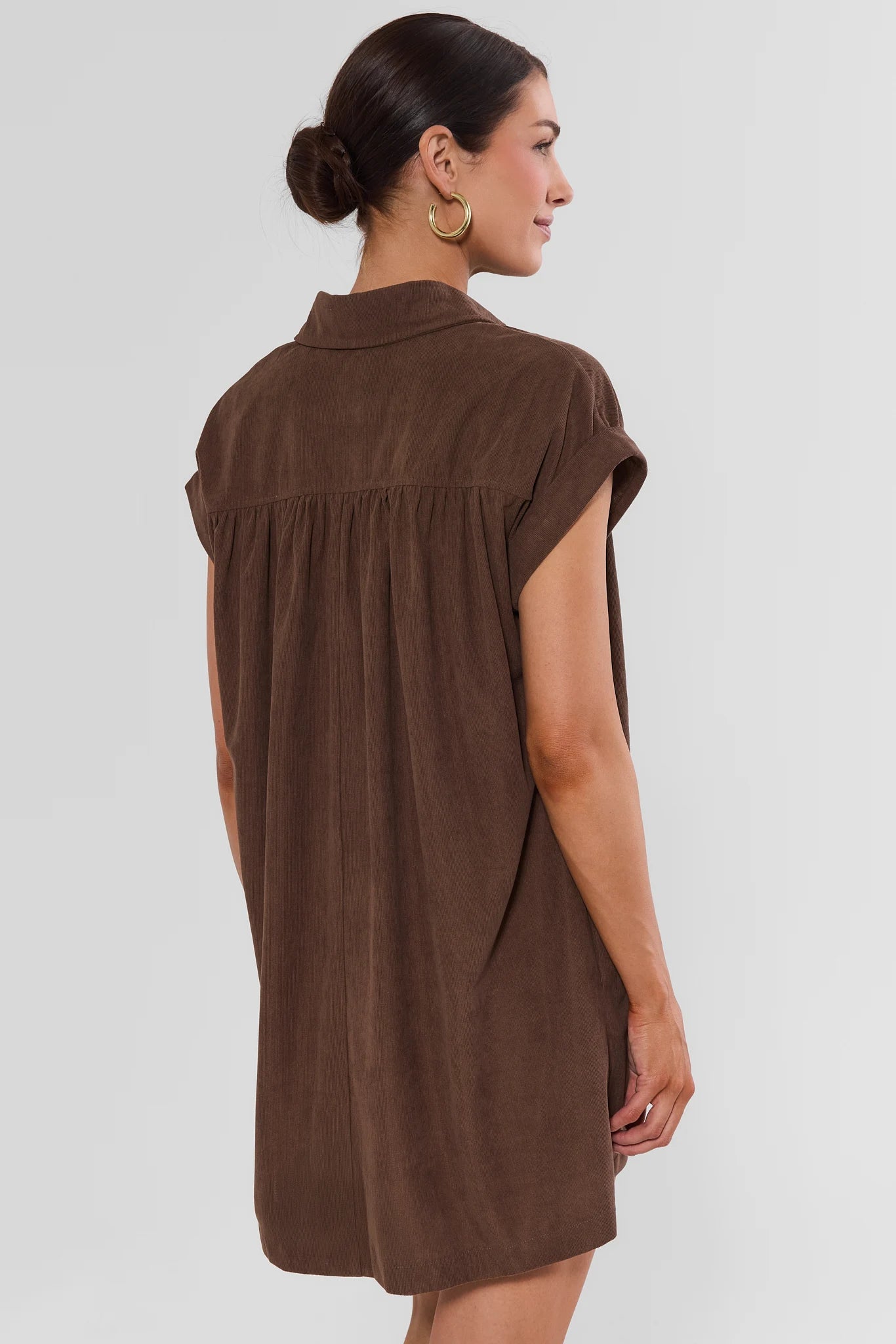 Brown Corduroy Short Dress