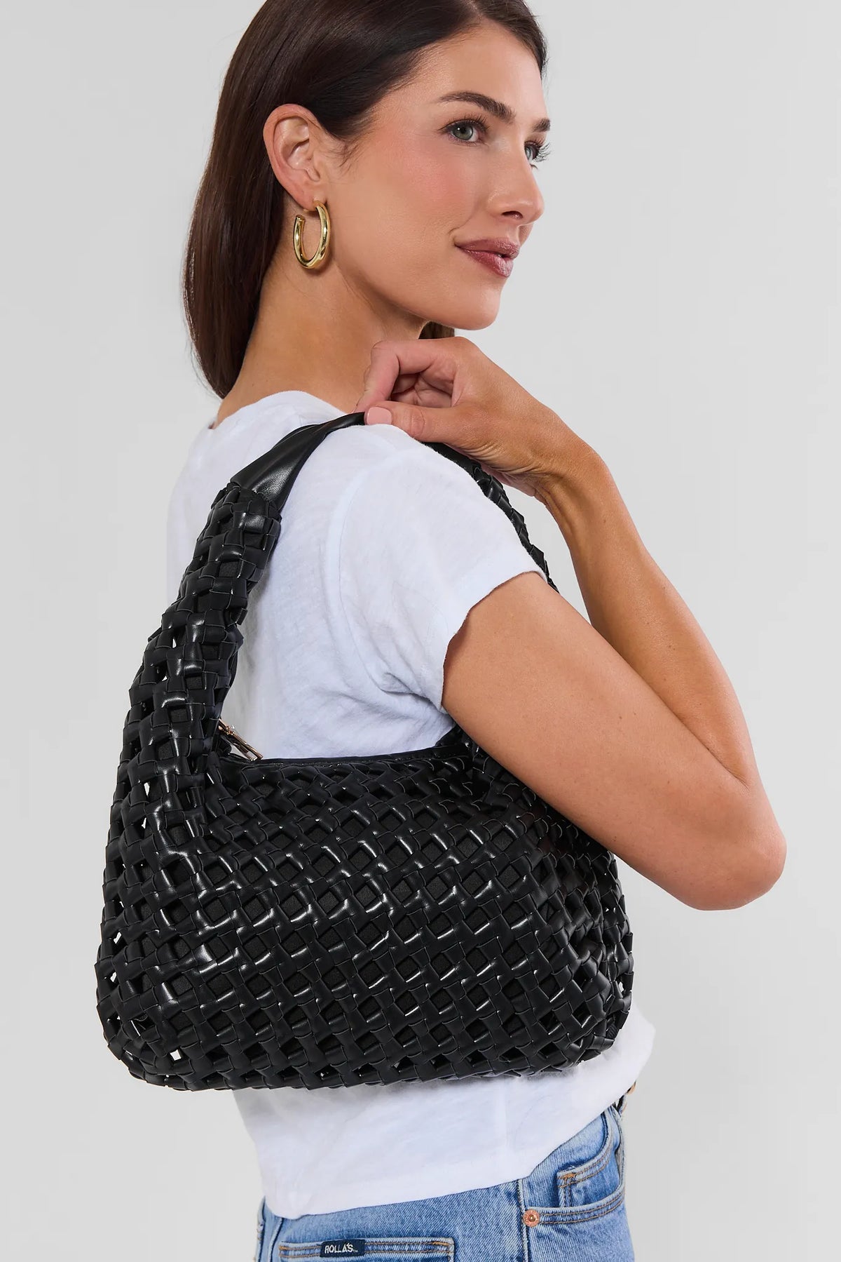 Black Woven Shoulder Bag