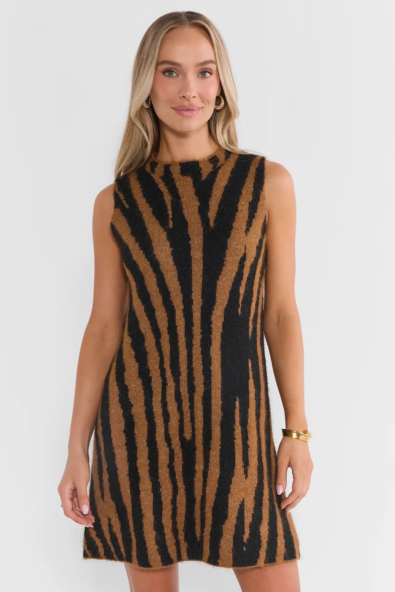 Brown Animal Print Short Dress