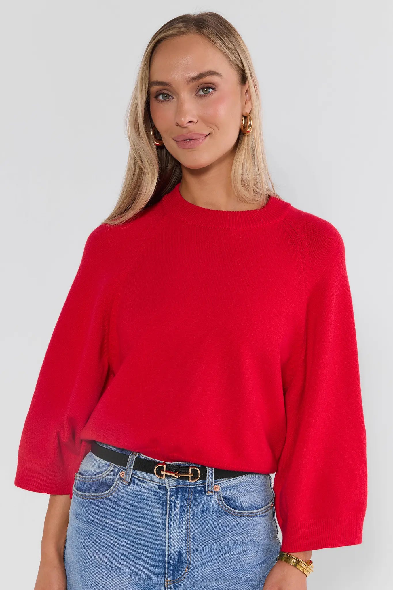 Red Ribbed Waist Sweater
